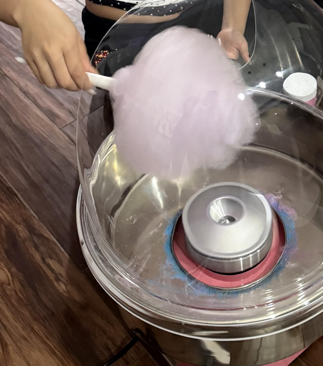 VEVOR Cotton Candy Machine Commercial, 1000W Electric Candy Floss Maker, Easy Use with 15 inch Stainless Steel Bowl and Sugar Scoop, Makes Hard Candy for Home Kids Birthday, Family Party, Pink customer photo 1