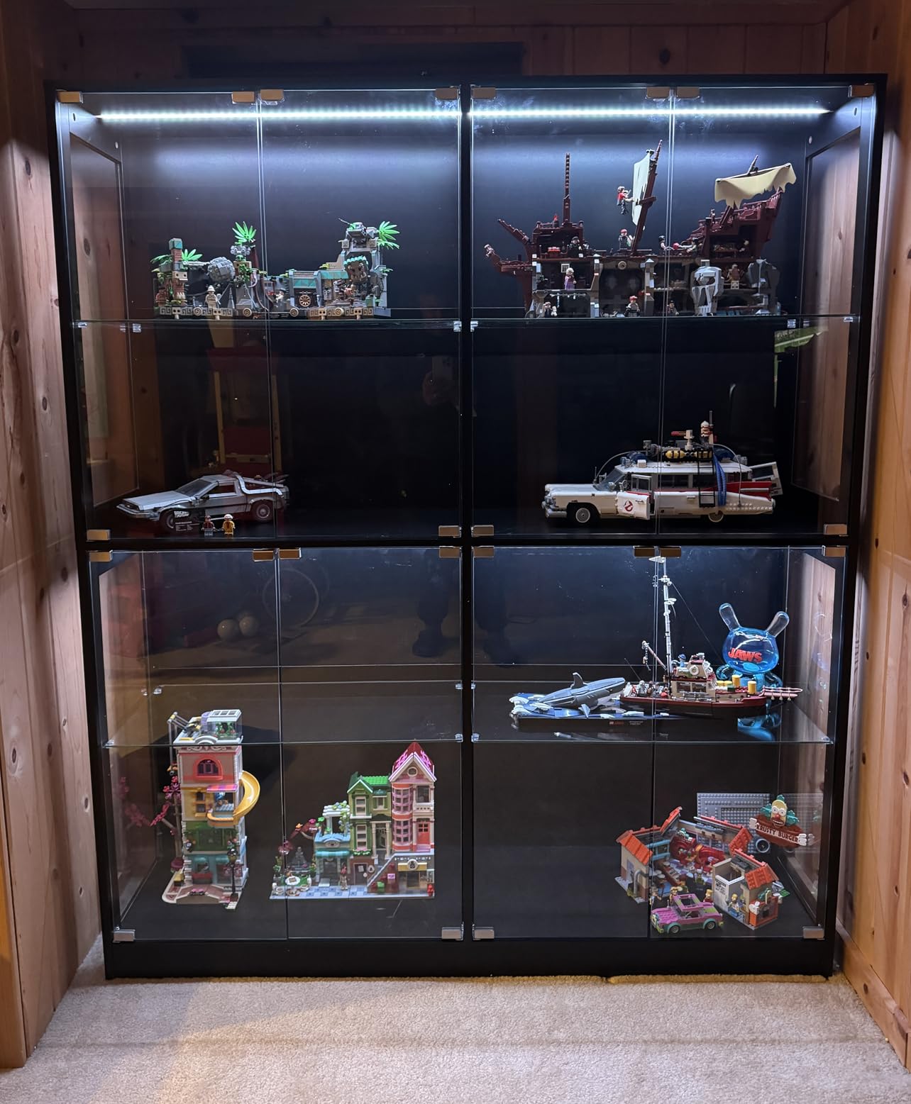 AMERLIFE RGB Display Cabinet with Adjustable Glass Shelves, 4-Tier Storage Case with LED Lights & Press-to-Open Doors, Modern Display Shelf for Collectibles customer photo 2