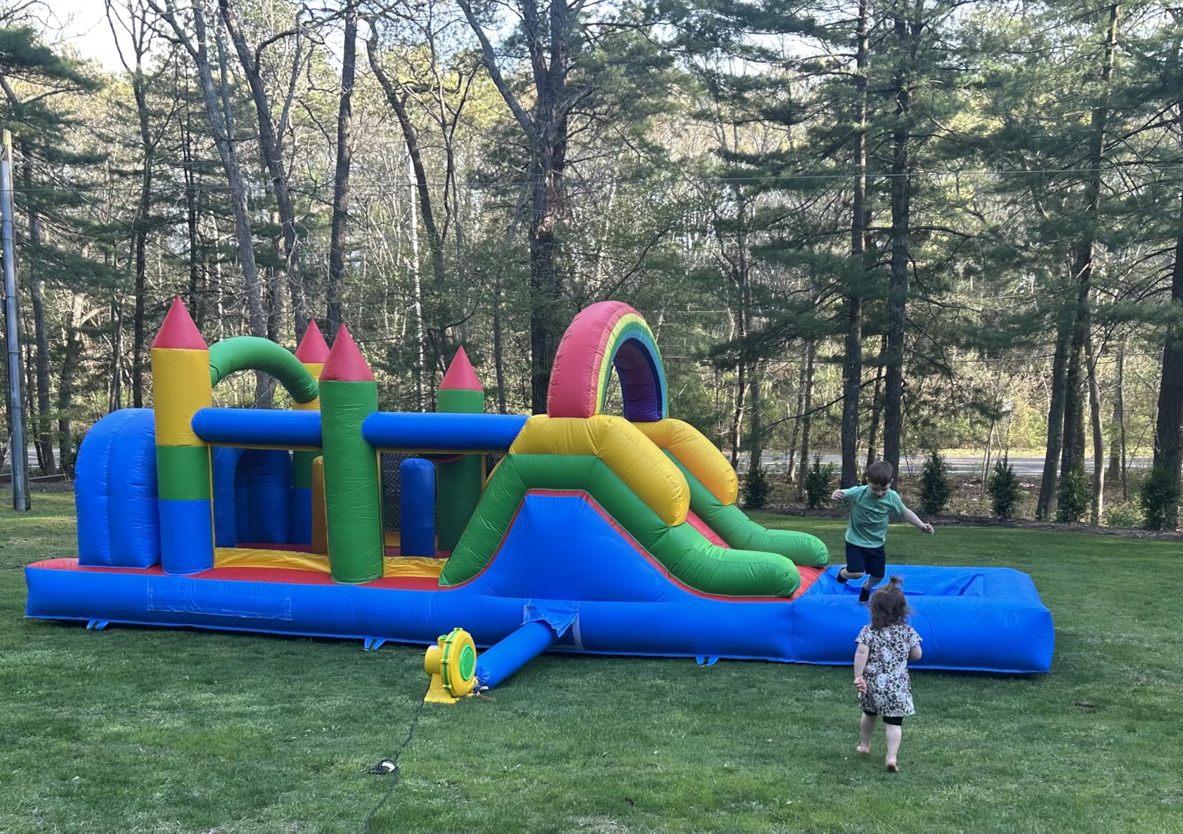 30FT Commercial Inflatable Obstacle Course for Big Kids Adults, 100% PVC Huge Inflatable Bounce House with Water Slide&Ball Pit, Adults Bounce House with Blower, Heavy Duty Outdoor Backyard, 30x8x8FT customer photo 1