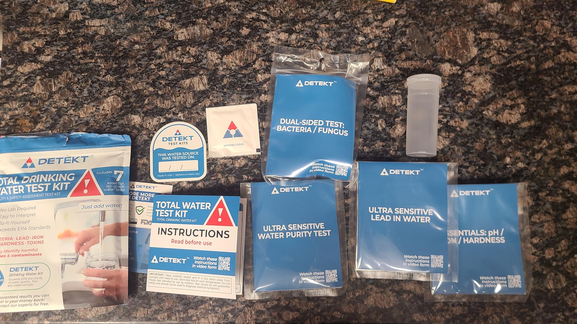 #1 Total Drinking Water Test Kit by Detekt Made-in-USA - Ultra-Sensitive Microbial & Chemical Screening - DIY Test for Lead, Bacteria, Mold, pH, Hardness, Iron & All Microbes - Tap & Well Water customer photo 2