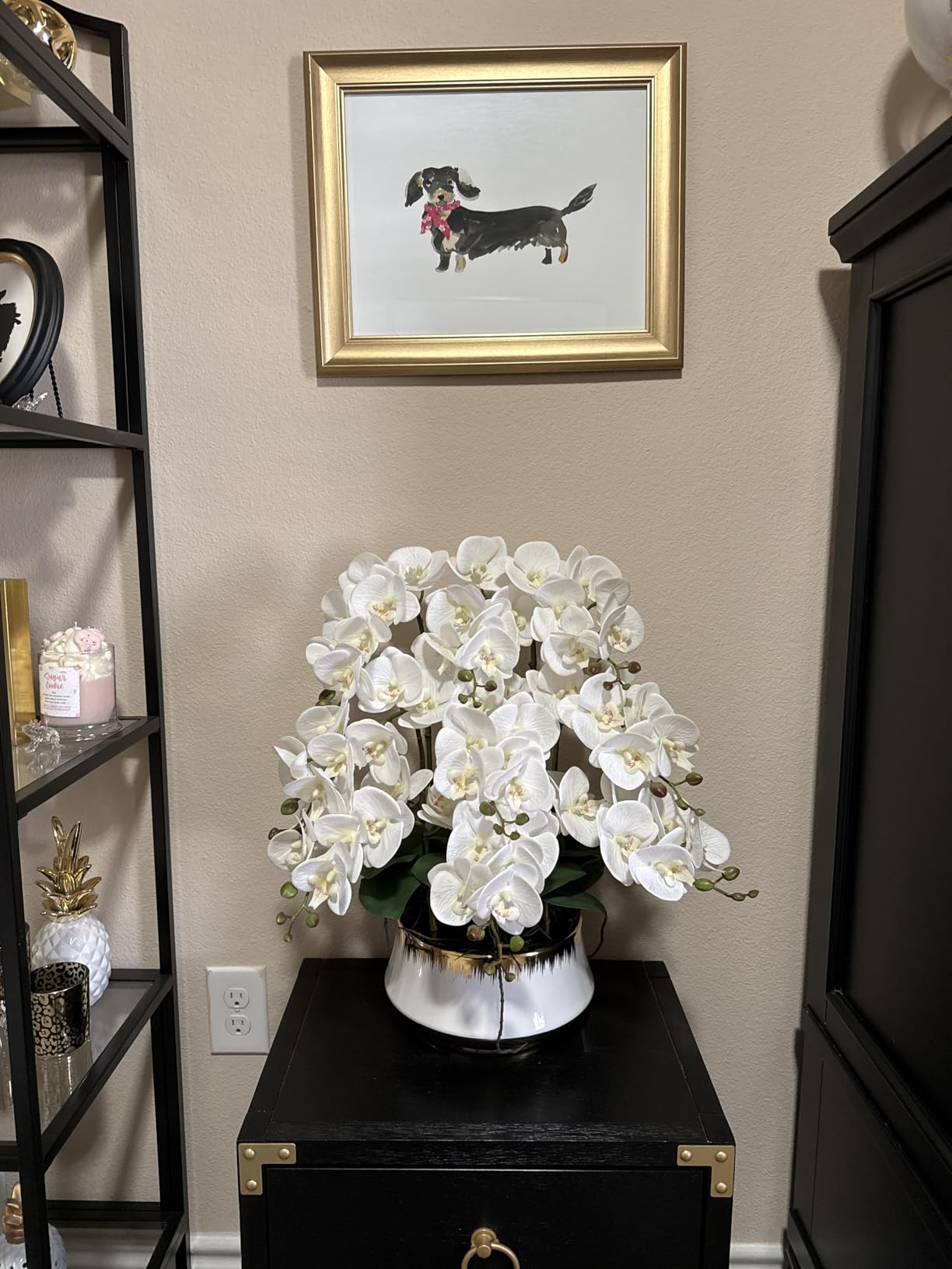 CXGS Orchids Artificial Flower Real Touch Faux Orchid in Large Ceramic Vase 23.6'' Realistic White Fake Phalaenopsis Floral Arrangements Centerpiece Table Home Indoor Decor customer photo 1