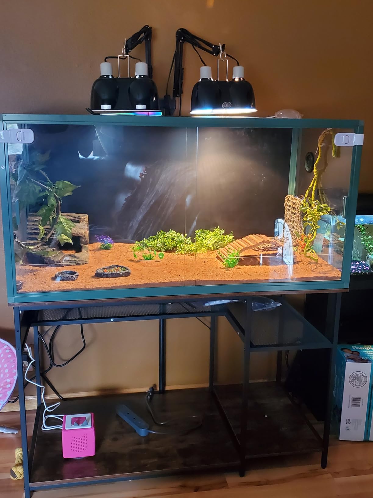 120 Gallon Fish Tank Stand with Power Outlets, Heavy Duty Large Aquarium Stand with Light, Double Reptile Tank Turtle Terrariums Table for Fish Tank Accessories Storage, 1100LBS Capacity customer photo 1