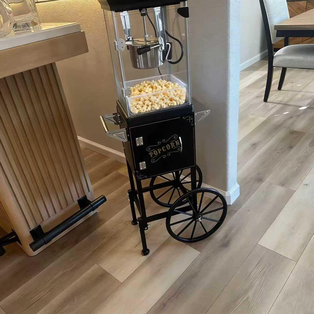 22oz Commercial Popcorn Machine with Cart, Large Popcorn Machine Makes Up to 90 Cups, Movie Theater Pop Corn Machine with Easy-Rolling wheels & Stainless-Steel Kettle, Black customer photo 2