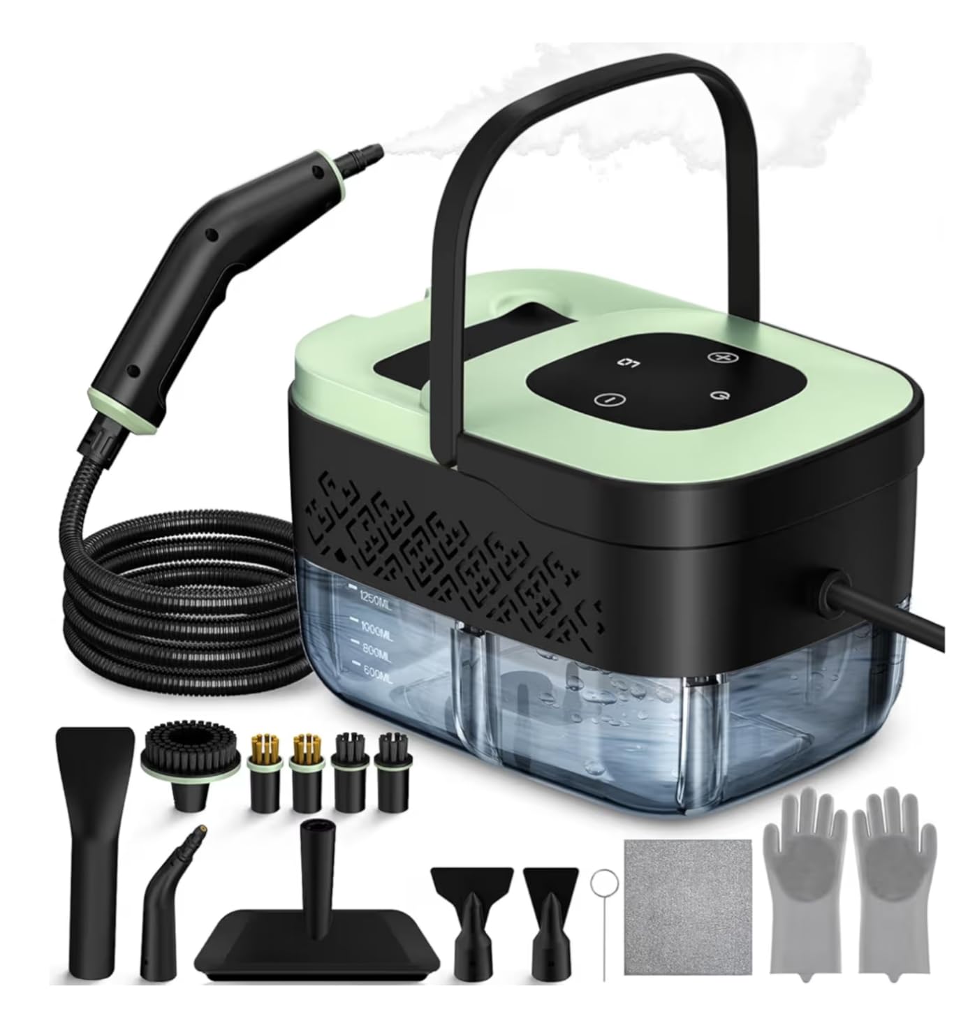Steam Cleaner, Portable Steamer for Cleaning with 16pcs Accessories, 6-Level Adjustable, 15s Heat-Up, Handheld Steam Cleaner for Home for Tile, Grease, Dirt, Grout, Car Detailing, Green customer photo 1