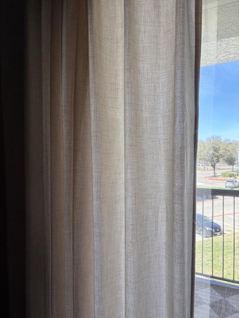 144 Inch Extra Long Beige White Light Filtering Sheer Curtains for Living Room 2 Panel Set, Memory Shape Pinch Pleat Natural Linen Floor to Ceiling Windows Drapes Privacy Elegant Curtain 12FT Length customer photo 1