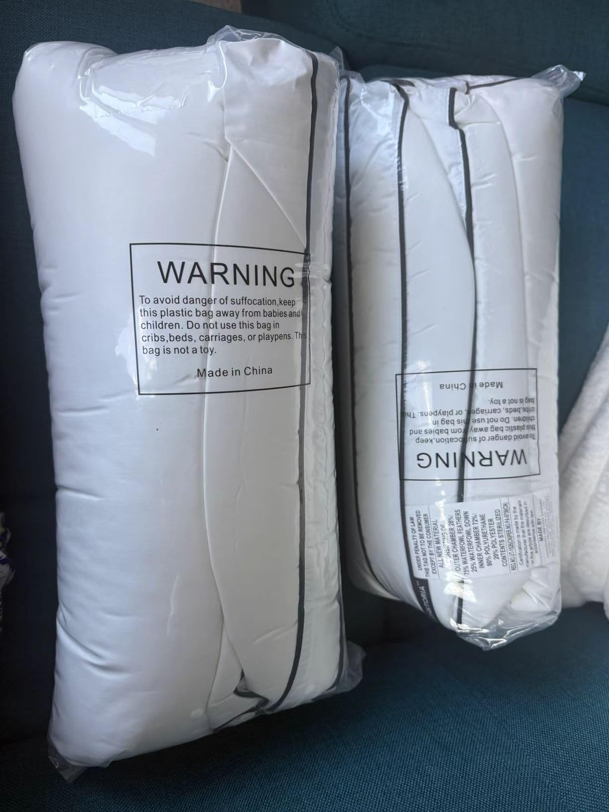 RDS Certified Goose Feather & Down Pillows, 3-Chamber Gusseted Design for Balanced Neck Support, 100% Cotton Cover, Hotel Style Bed Pillow | Queen Size Set of 2 customer photo 2