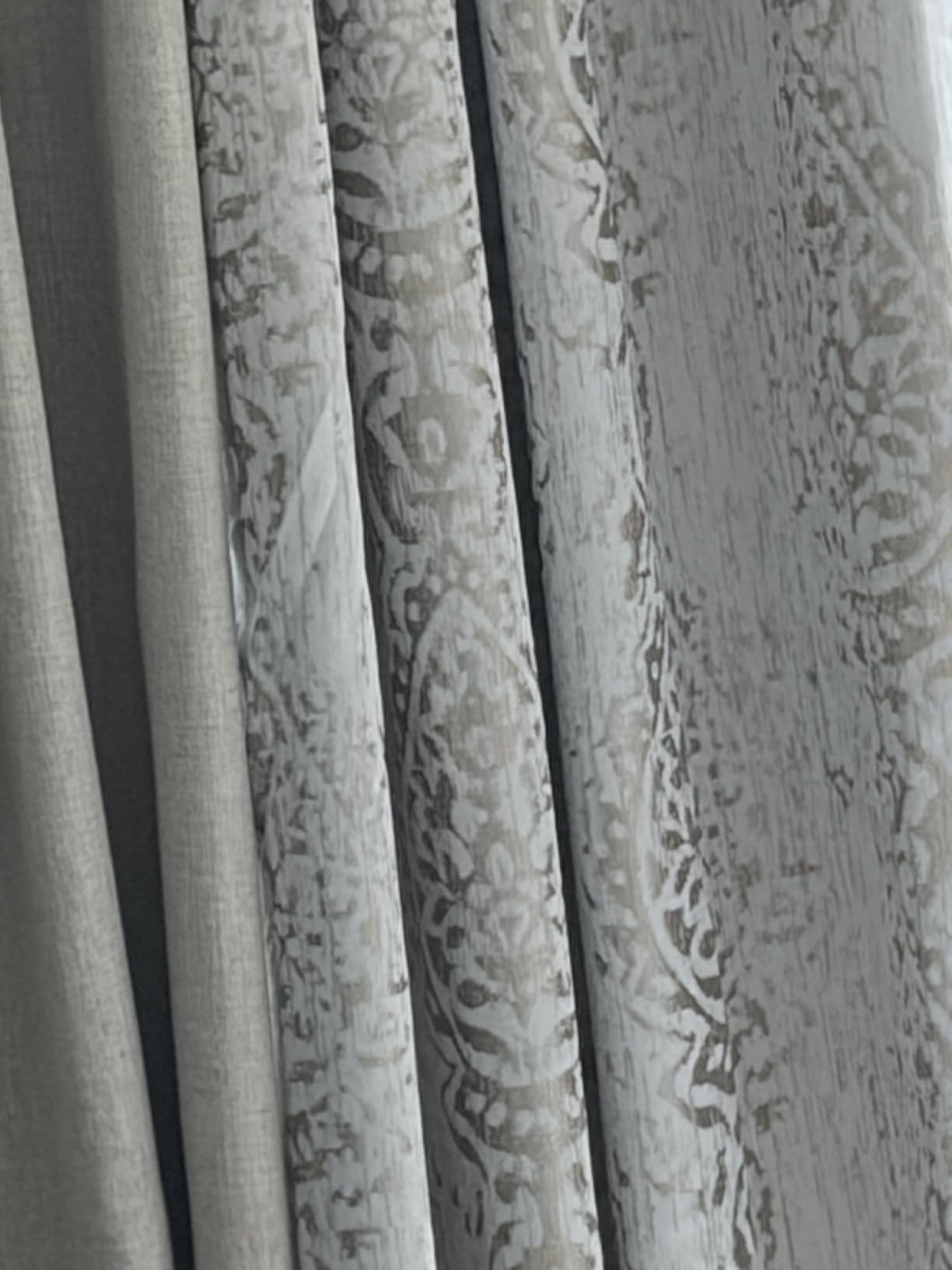 KOUFALL Gold Black Out Curtains 96 Inch Long 2 Panel Set, Boho Damask Pattern Blackout Heavy Thermal Insulated Curtains for Winter, Wide 52x96 in Length customer photo 2