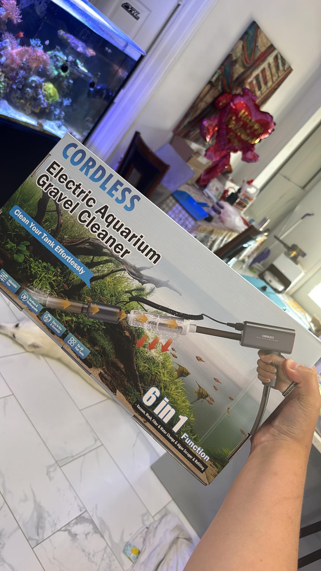 Electric Aquarium Vacuum Gravel Cleaner: Rechargeable Fish Tank Cleaner with 4 Adjustable Suction, Anti-Clog for Debris Clean & Sand Washing, Automatic Water Changer with 12V Safe for Small/Large Tank customer photo 2