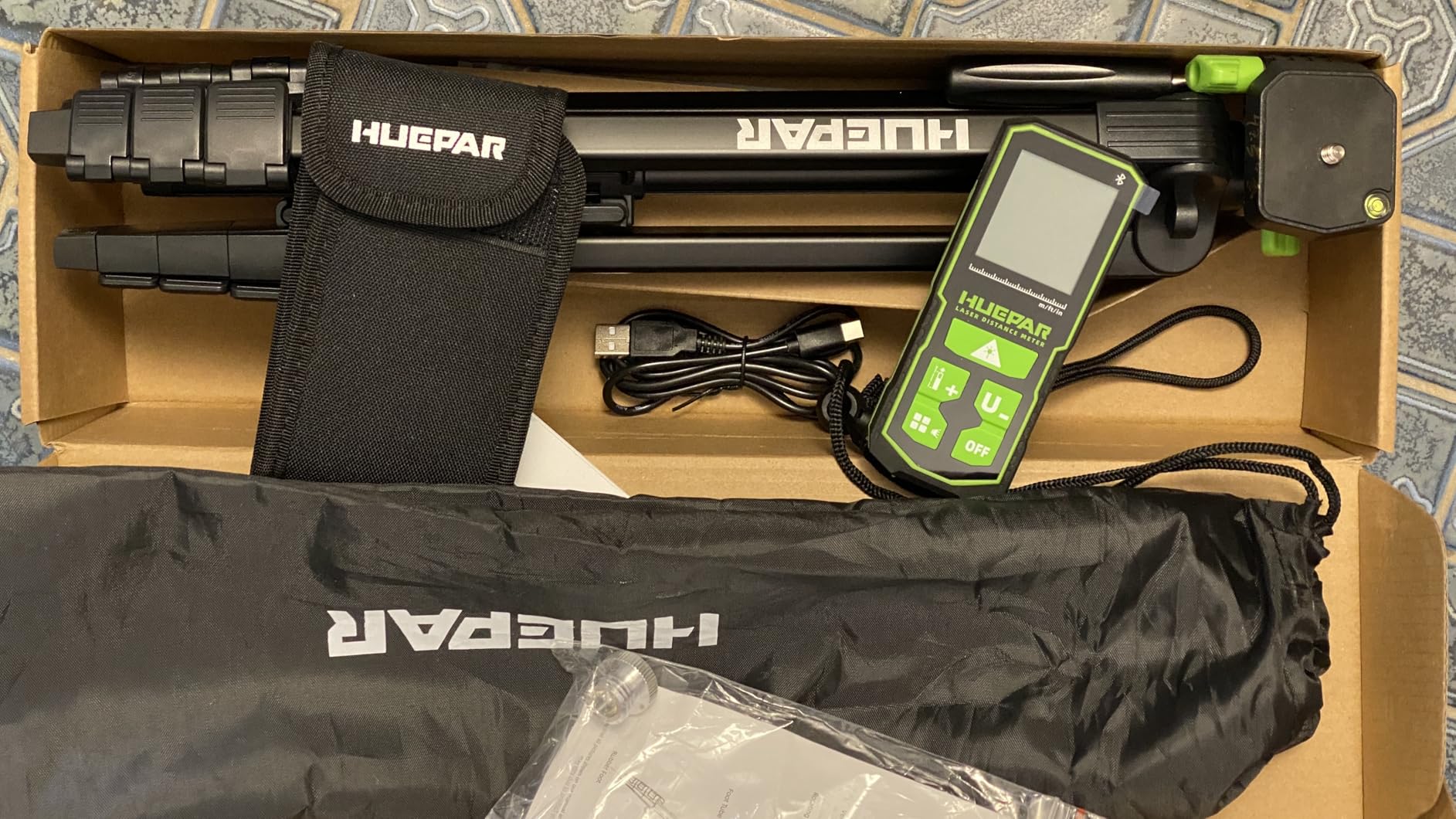 Huepar Laser Distance Measure 395 Feet with 60 Inch Tripod and Bluetooth customer photo 2