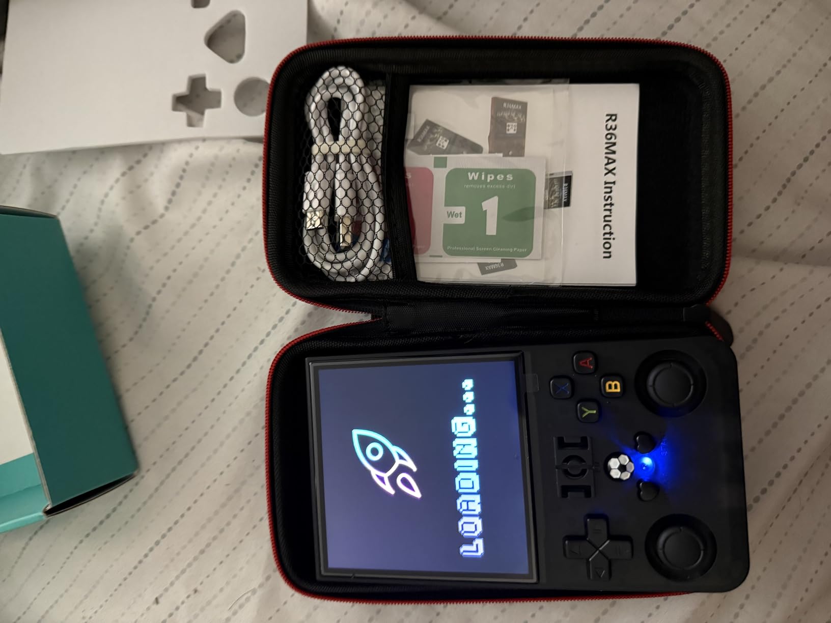 R36MAX Retro Handheld Game Console, Retro Gaming Console with 64G Built-in 18000+ Classic Games, 4.0 Inch 720x720 IPS Screen, Portable Handheld Linux System, 4000mAh Battery (Blue) customer photo 2