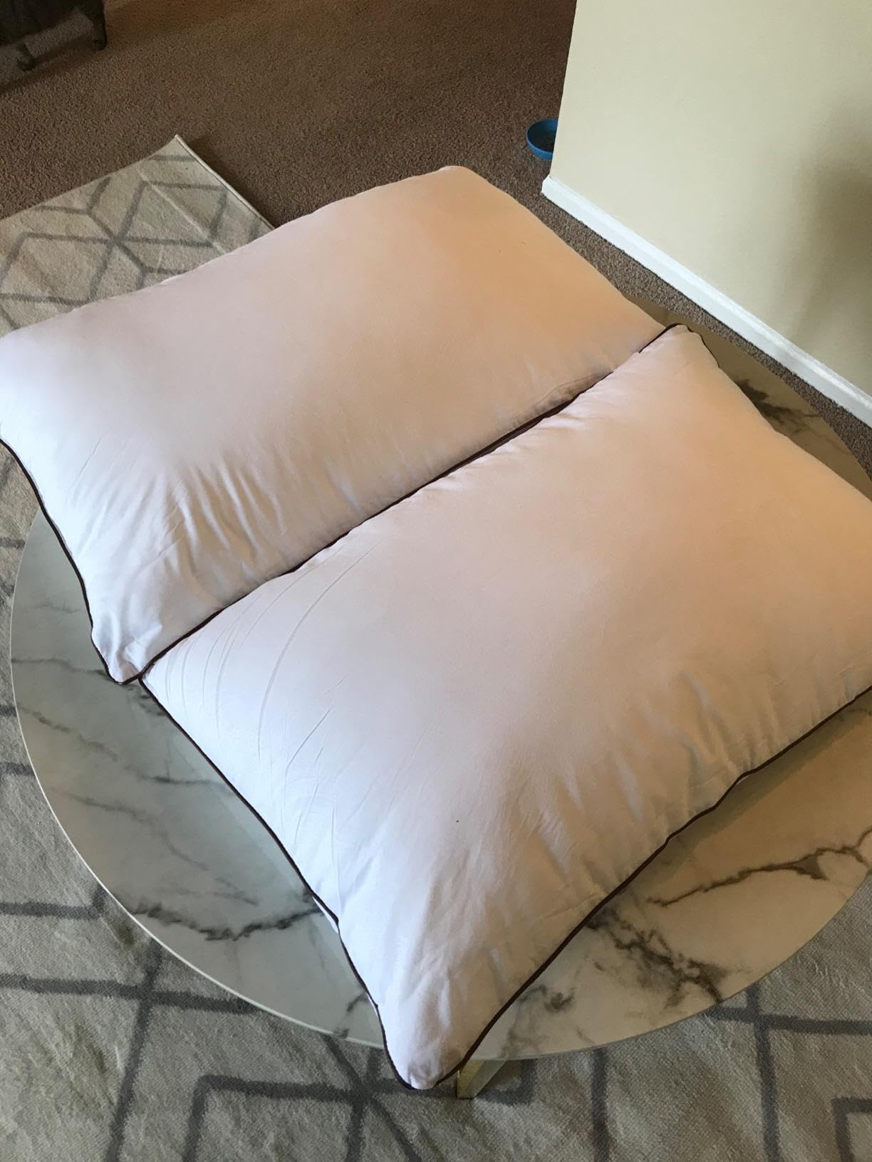Luxury Goose Feather Down Pillows King Size Set of 2, 3-Chamber 5 Star Hotel Pillow for Deep Sleep, Soft Bed Pillows for Neck Pain Relief customer photo 1
