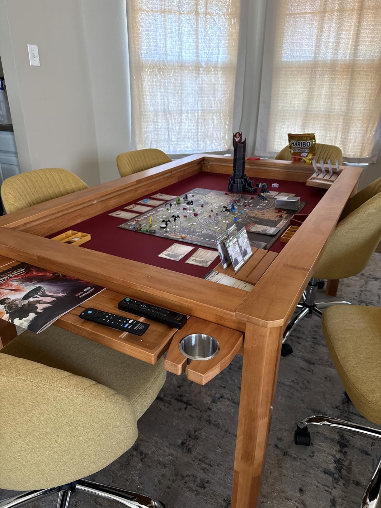 Solid Wood Board Game Table for 4-6 Players, Dining & Gaming Table with 54