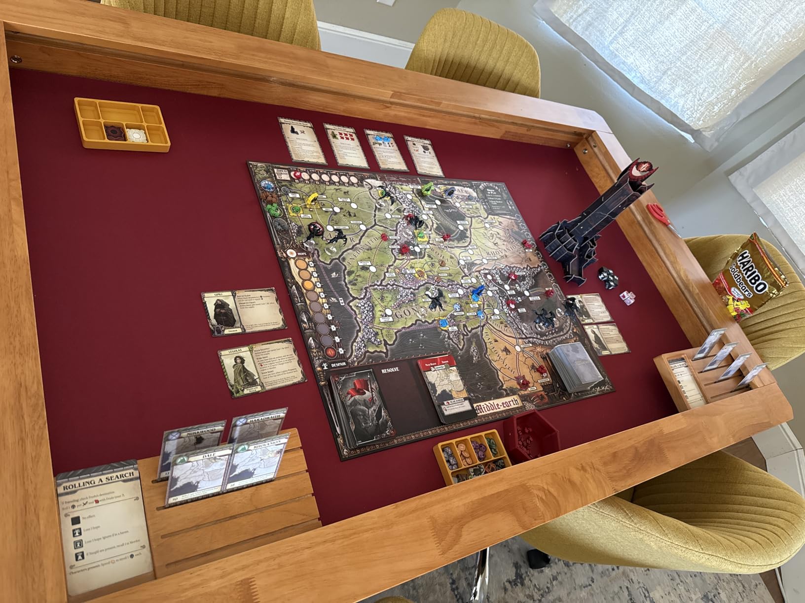Solid Wood Board Game Table for 4-6 Players, Dining & Gaming Table with 54