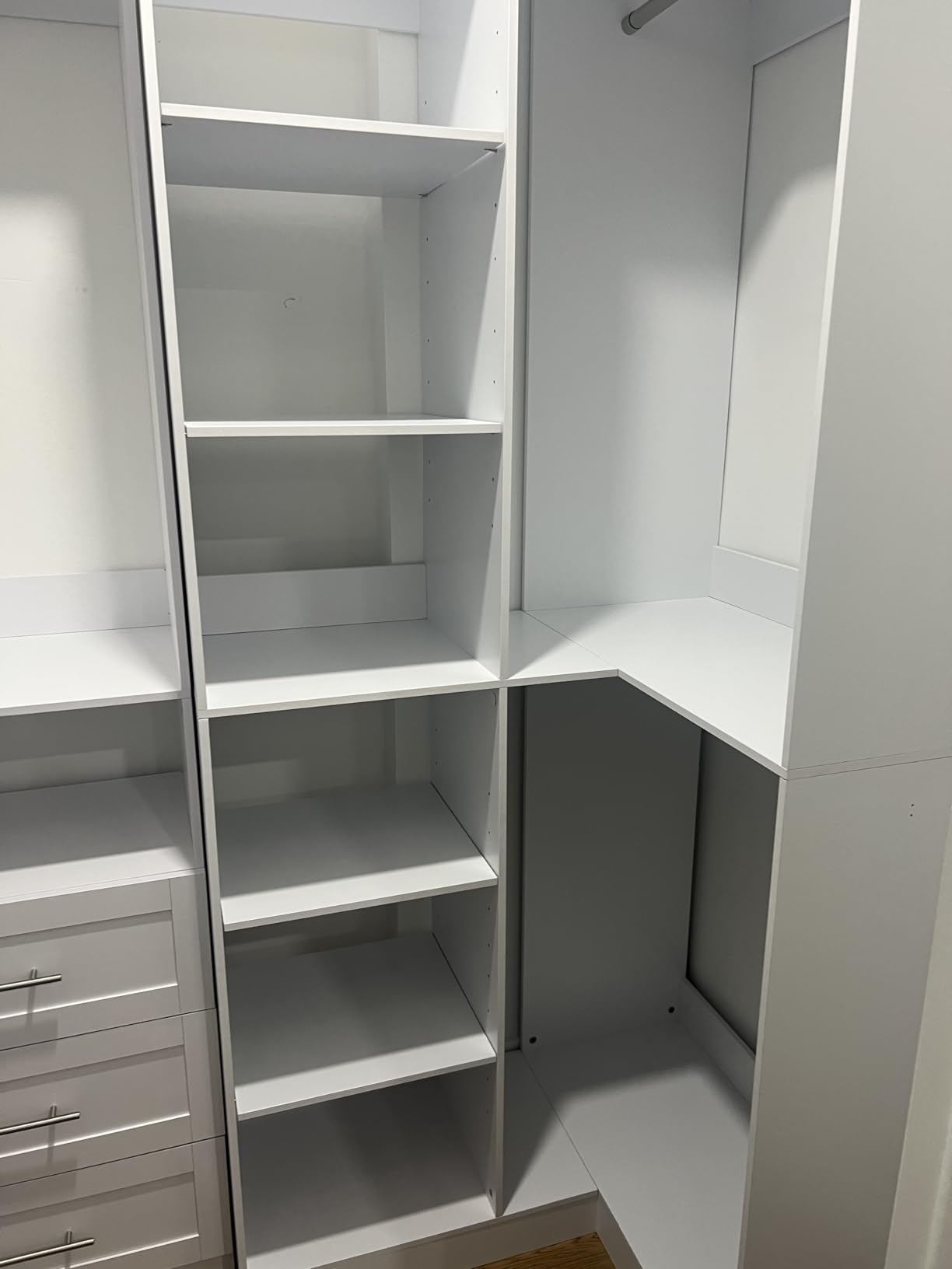 Closet System with 6 Drawers, Corner Closet Organizer Systems with 8 Shelves & 7 Hanging Rods L-Shaped Walk in Closet Freestanding Corner Tower Modular Storage System 3 Sets 2100+ Lbs Capacity White customer photo 2