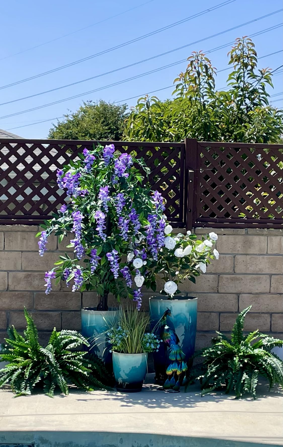 Goplus 6FT Ficus Artificial Tree, 2 Pack Faux Wisteria Tree in Nursery Pot with Purple Lifelike Flowers, Fake Potted Tree Greenery Floor Plant for Indoor Home Office Porch Living Room Decor customer photo 2