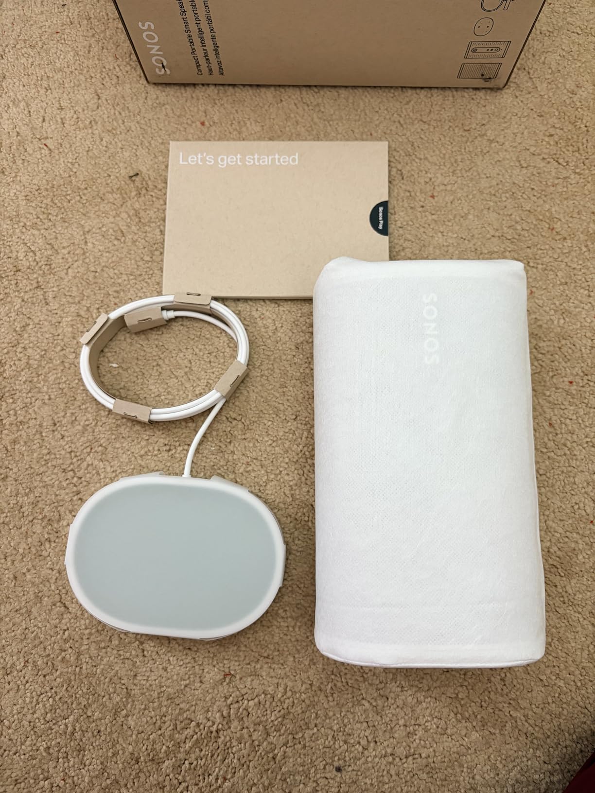 Sonos Play - Portable Bluetooth Speaker with WiFi, Alexa, 24-Hour Battery Life, Charging Base - White customer photo 1