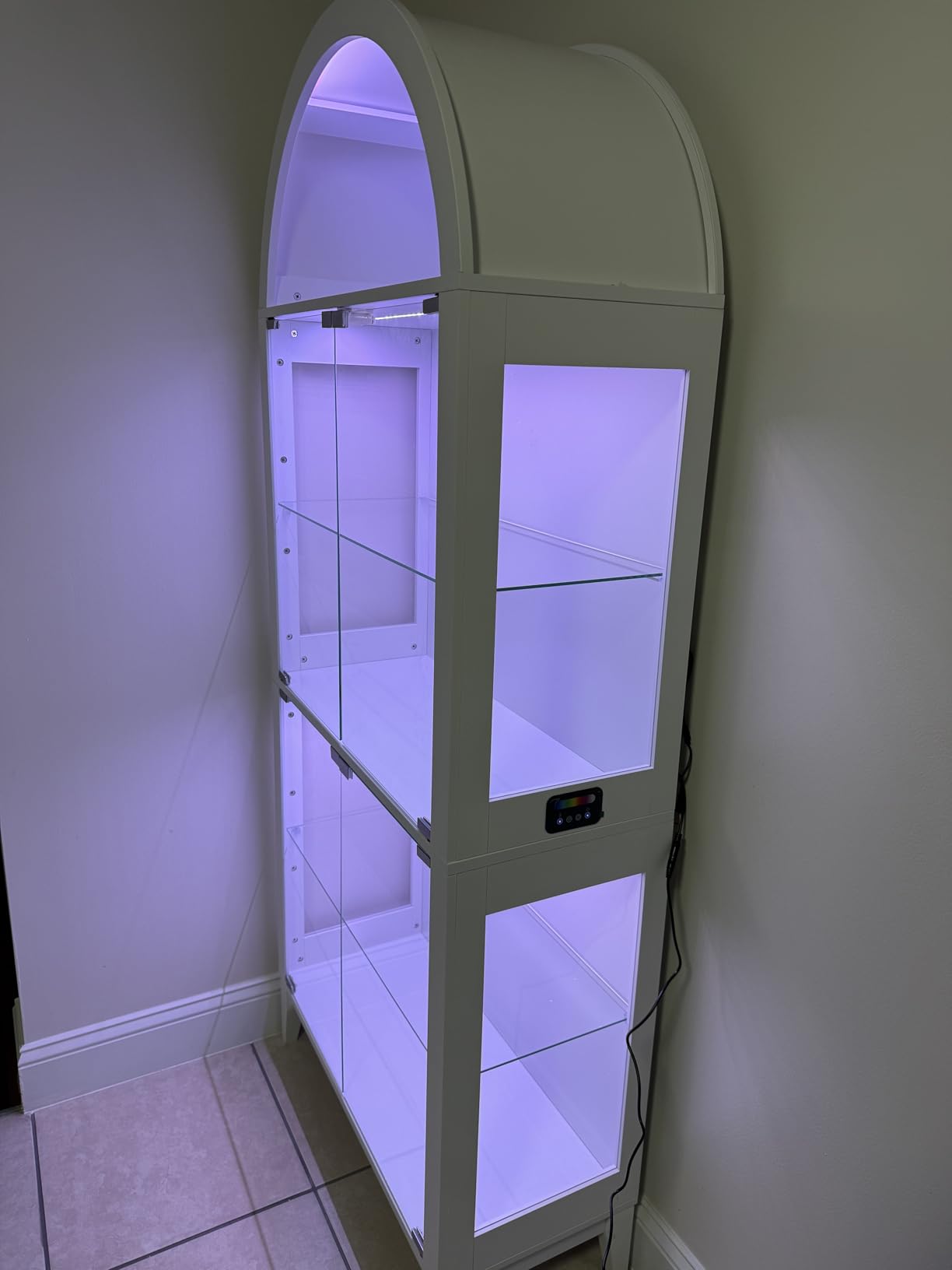 HNEBC Arched Display Case with RGB Lights, 69