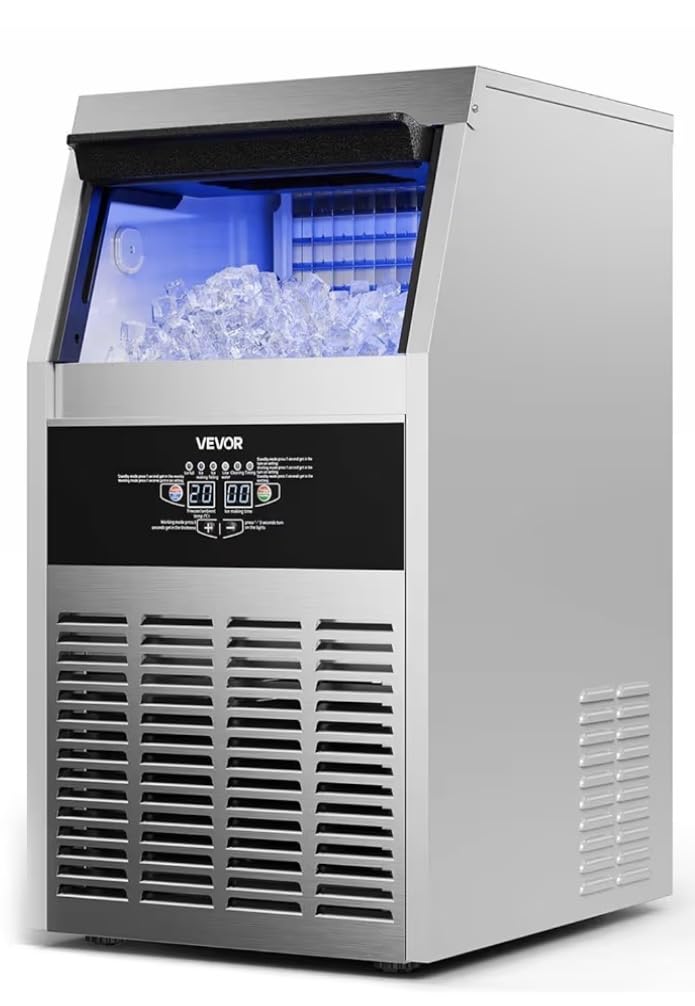VEVOR Commercial Ice Maker Machine, 130 lbs/24h with 30 lbs Storage Capacity, Built-in/Freestanding/Under Counter, Stainless Steel Ice Maker with LED Display & Self-Cleaning, for Home Bar Restaurant customer photo 1