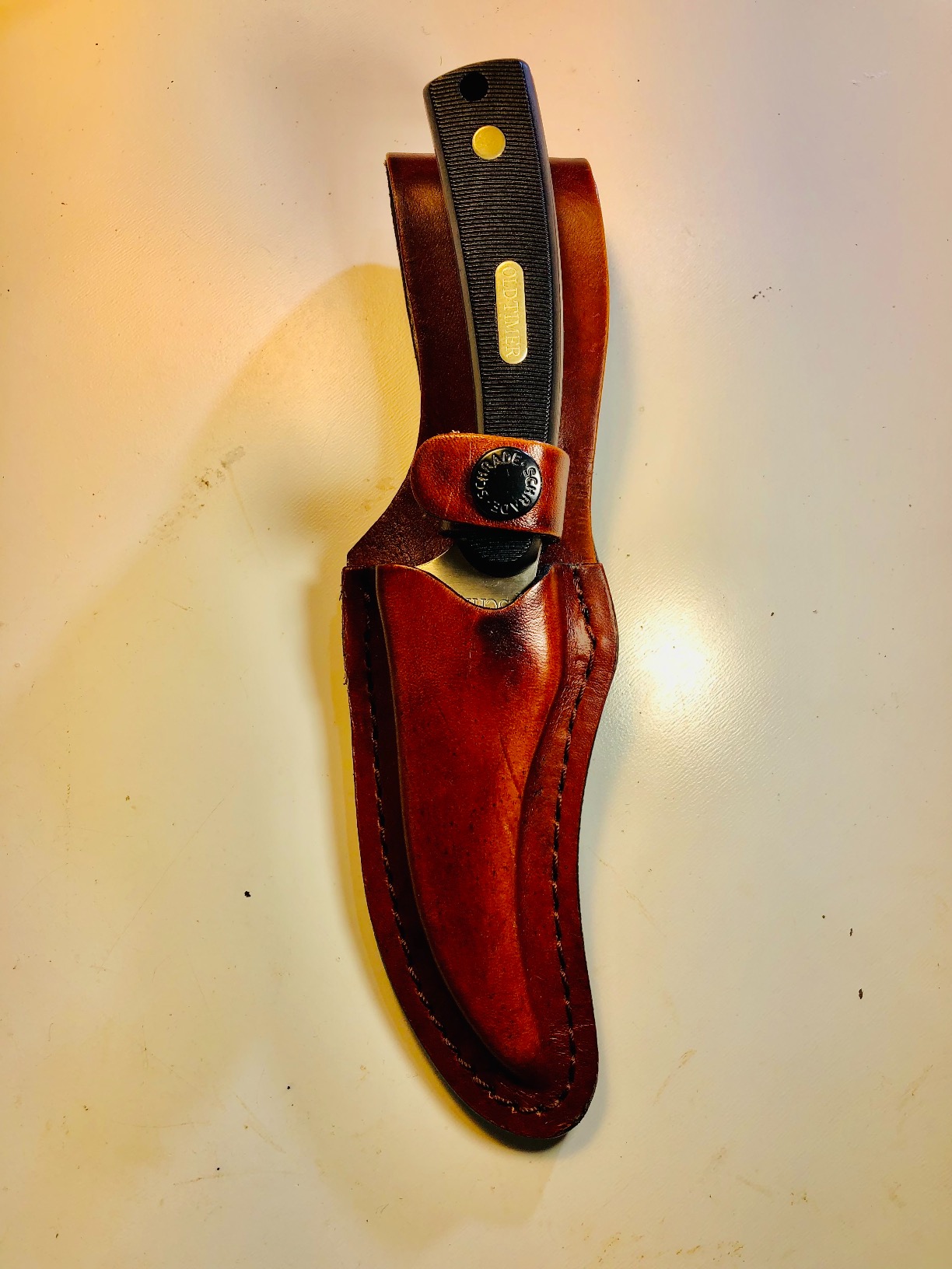 Old Timer 152OT Sharpfinger 7.1in S.S. Full Tang Fixed Blade Knife with 3.3in Clip Point Skinner Blade, Black Sawcut Handle, and Leather Belt Sheath customer photo 1
