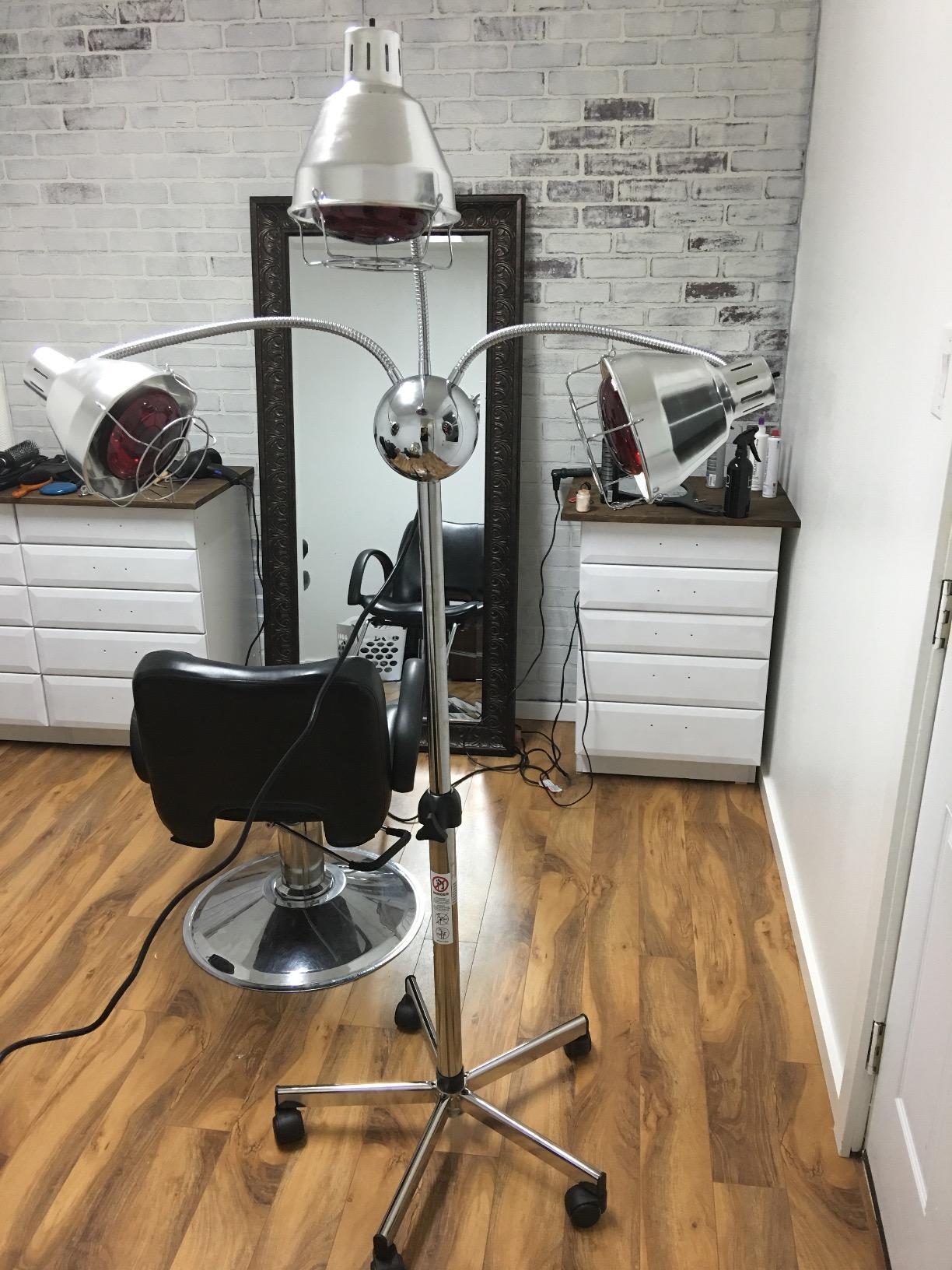 Pibbs TL931 Infrared Hair Color Processing Lamp - 3 Head Adjustable Infrared Dryer with Flexible Chrome Arms, 750W Heat Output, Deluxe Height-Adjustable Base & 5 Rolling Casters, Model TL931 customer photo 1