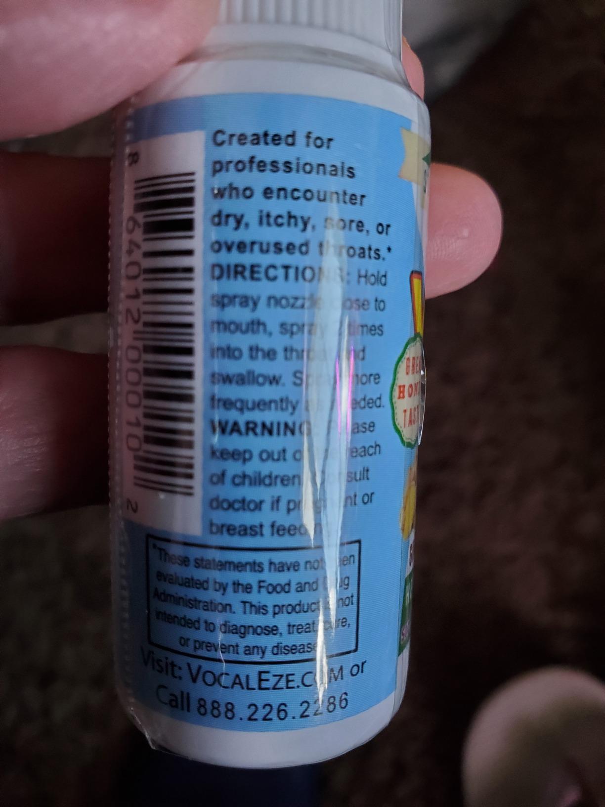 Vocal Eze Throat Spray | Relieve Sore, Hoarse, Fatigue, Dryness of Throat | Herbal Immune Support, All Natural Ingredients (1) customer photo 2