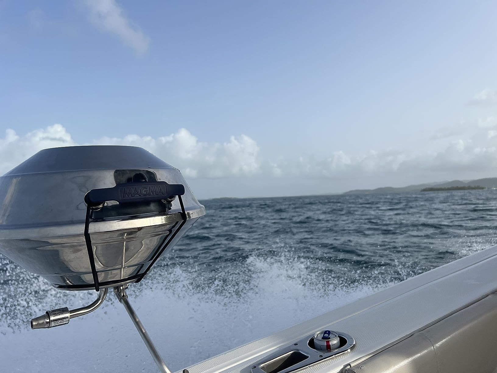 Magma A10-215 Marine Kettle Portable Gas Grill - Stainless Steel BBQ for Boats - Wind-Resistant Design, Safe Propane Connection, Stay Cool Handle - 17
