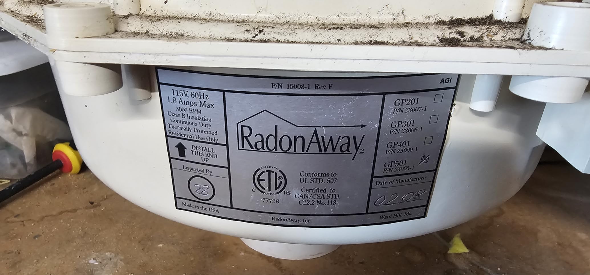 RadonAway 23005-1 GP501 Radon Mitigation Fan, 3