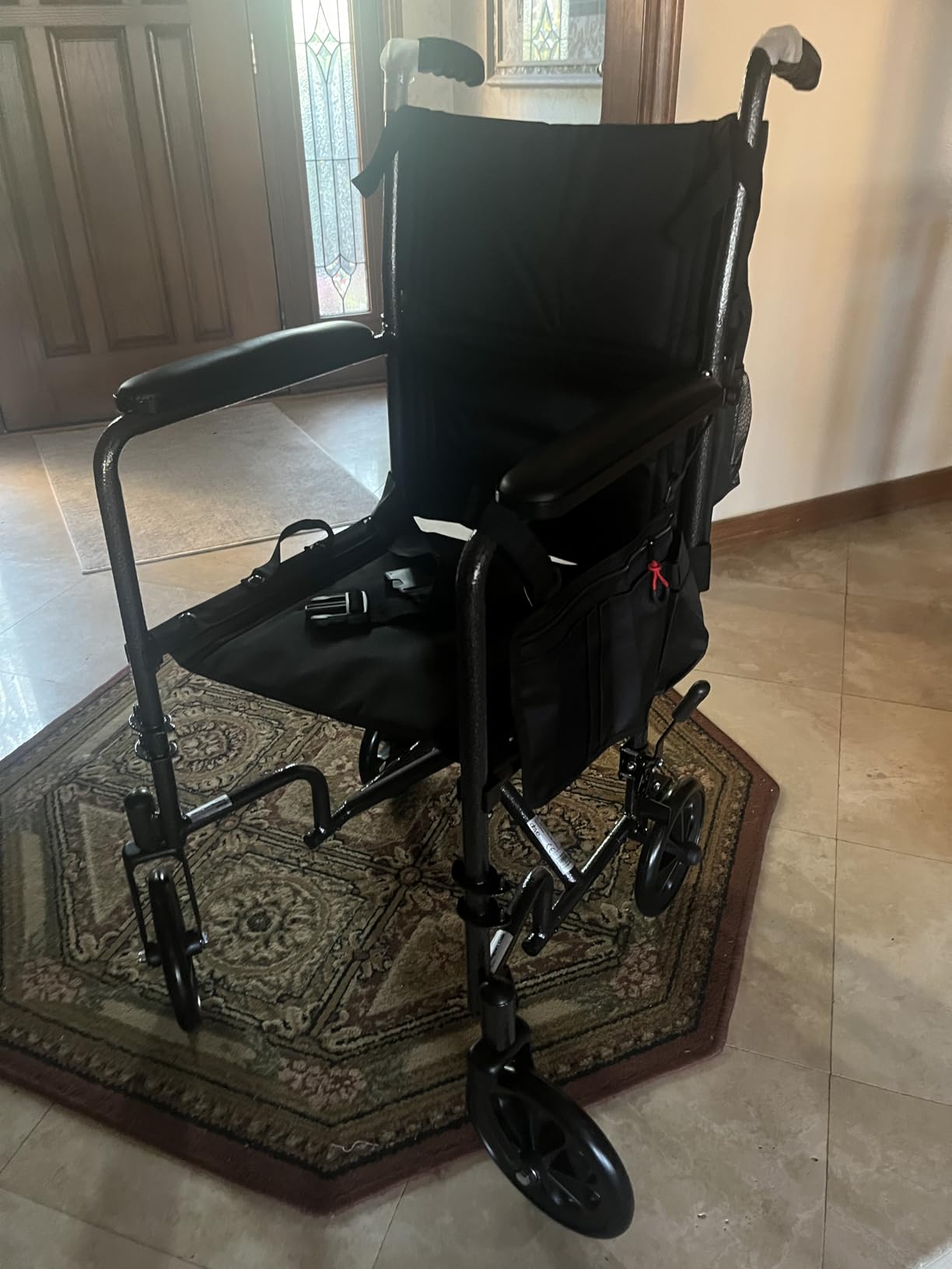 Drive Medical Folding Transport Wheelchair, Swing-Away Footrest, Silver | Lightweight Transport Wheelchair Folds for Easy Storage and Travel with Swing-Away Footrest for Simple Transfers customer photo 2