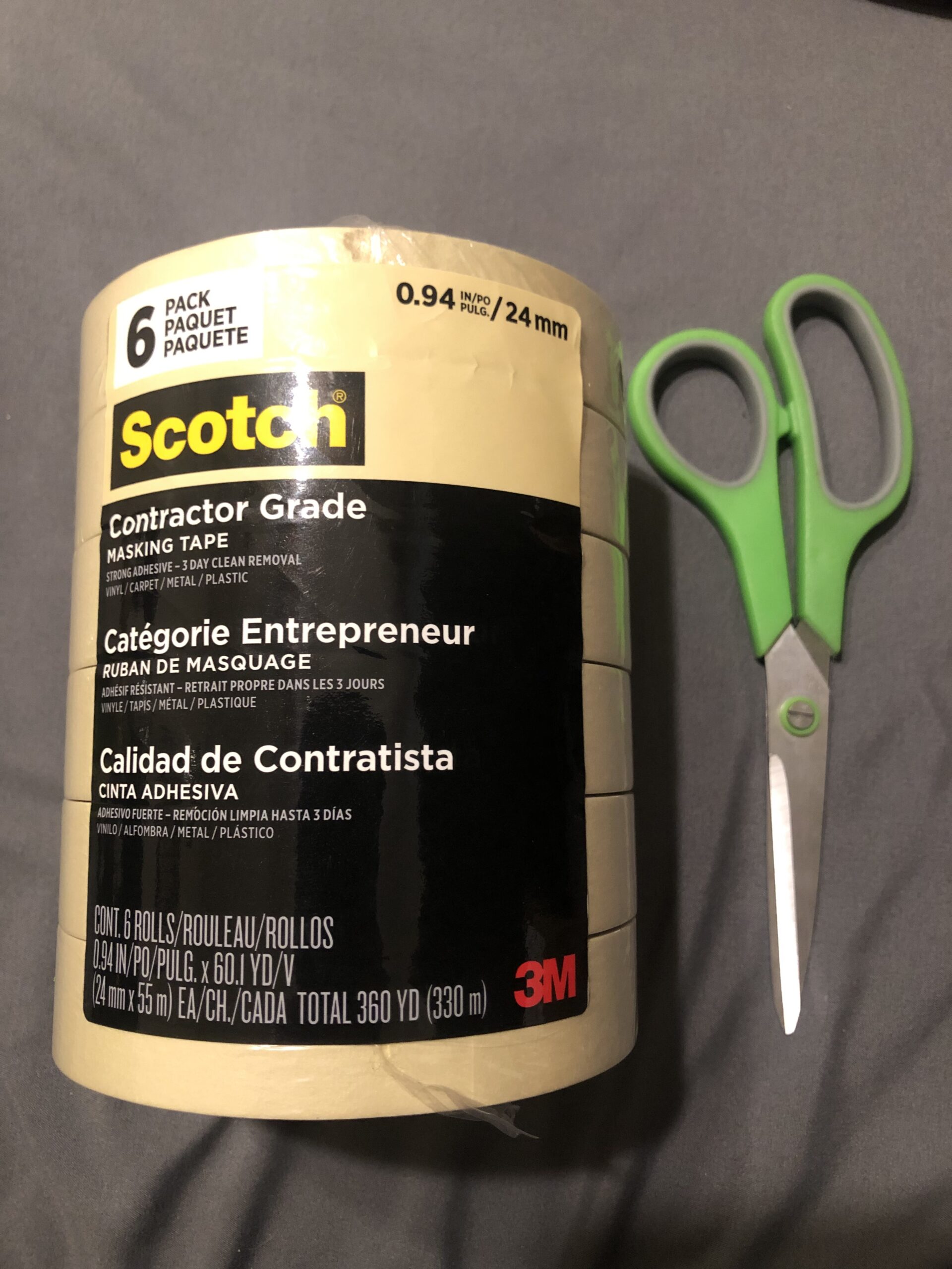 Scotch Contractor Grade Masking Tape, 1 Inch Wide (0.94 in. x 60.1 Yds) 6 Rolls, 3-Day Interior Clean Removal customer photo 2