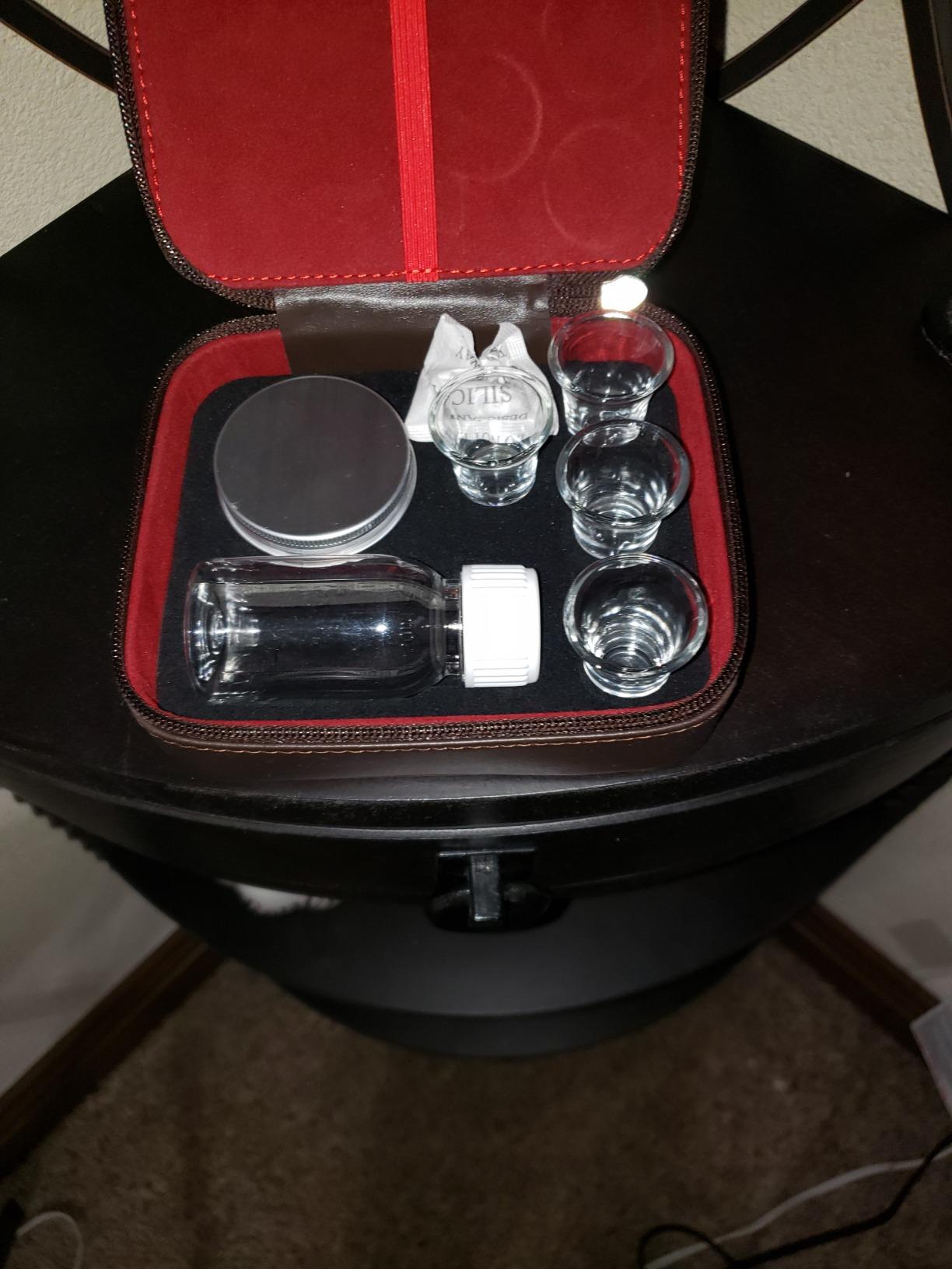 Cross Detail Faux Leather Lined Box 4 Cup Portable Minister Travel Communion Set customer photo 2