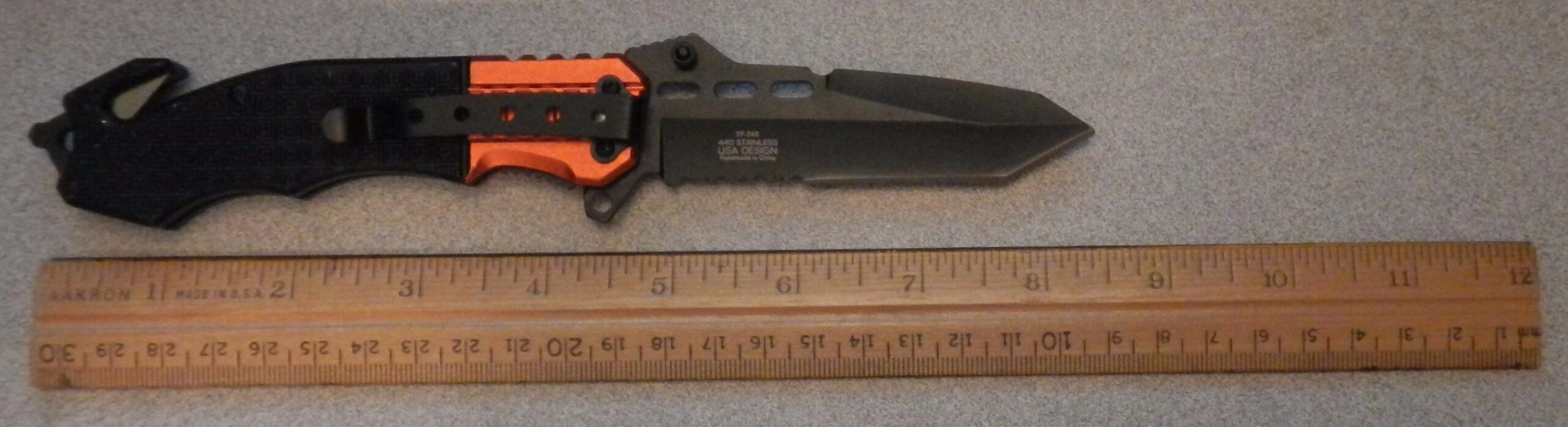 Tac-Force 8.25 Inch Tactical Folding Pocket Knife - 3.25 Inch Stainless Steel Half-Serrated Tanto Blade - Emergency Glass Breaker & Seatbelt Cutter (Black & Orange) customer photo 1