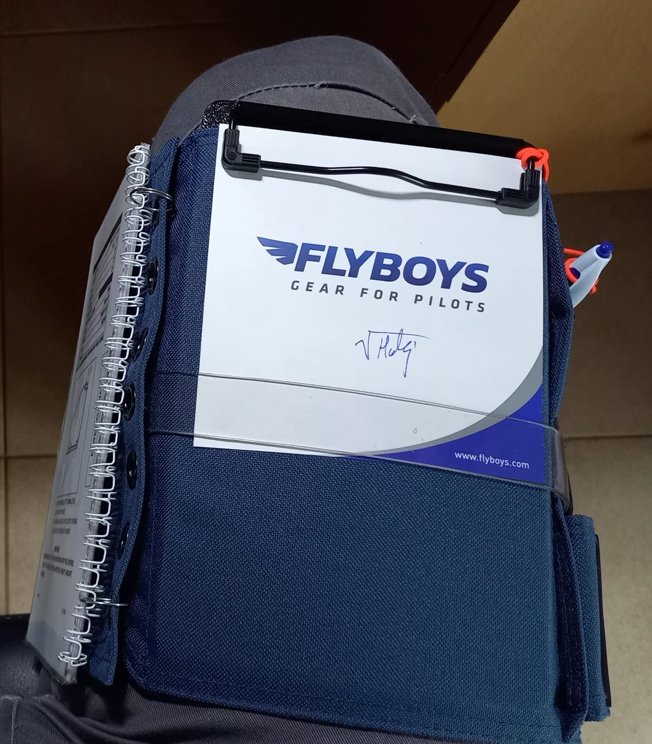 FlyBoys Classic Kneeboard for Pilots - Leg Strap, Flexible Clipboard, Eyelet Strip - General Aviation & EFB Compatible - Olive Green customer photo 2