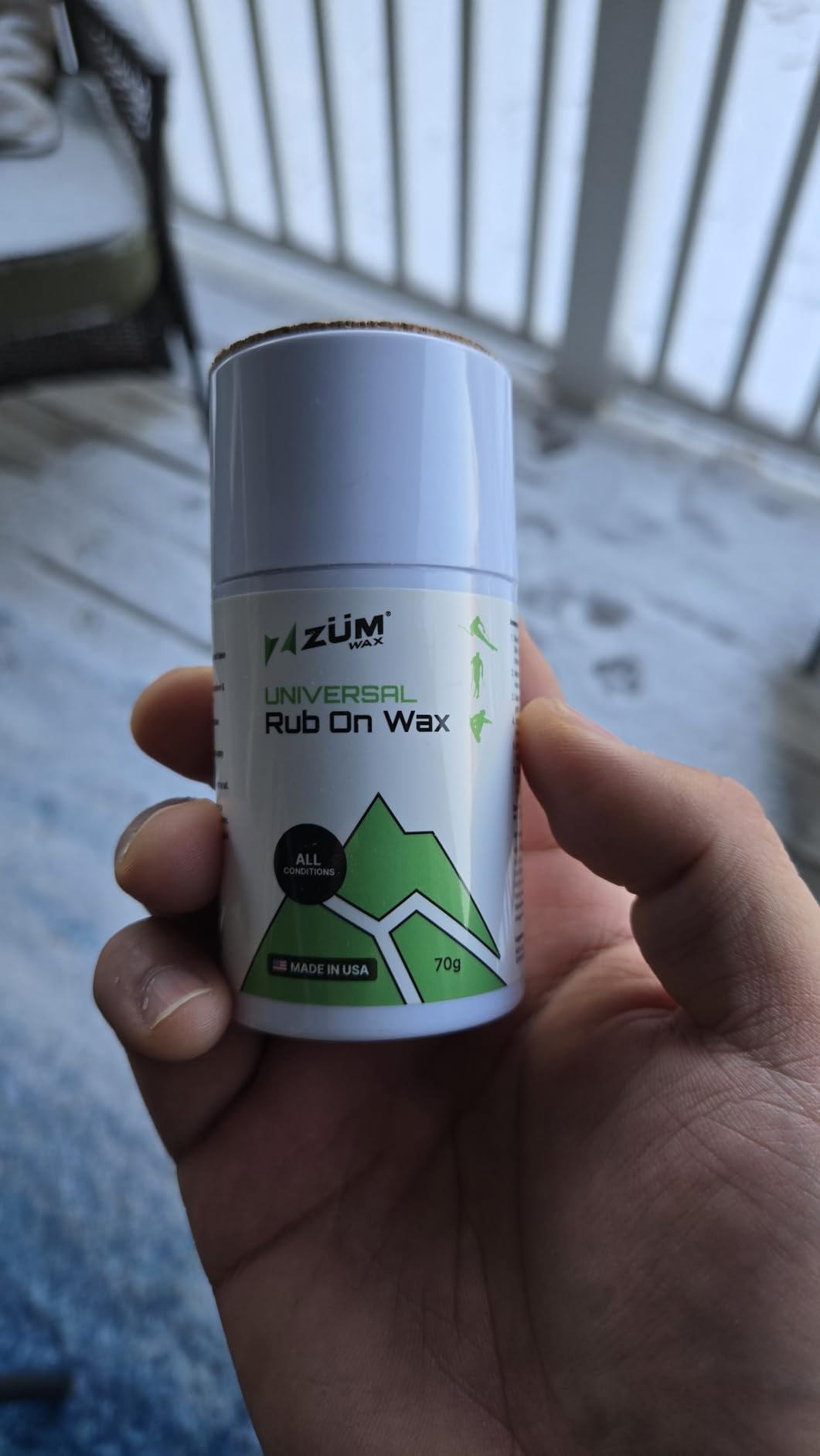 ZUMWax Rub-On Ski/Snowboard/Nordic/Cross-Country Wax 70g, UNIVERSAL, Easy cork applicator, Made in USA, PFAS-free customer photo 2