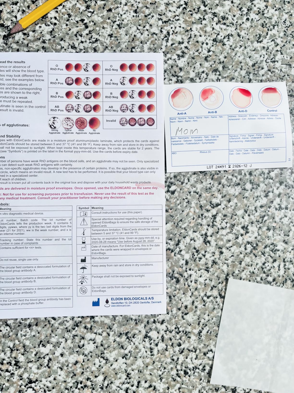 Eldoncard Blood Typing Kit, 3 Test Pack, Know Your Blood Type, Accurate Instant Home Testing, Determine A, O, B, Rhs-D Negative & Positive Groups customer photo 1