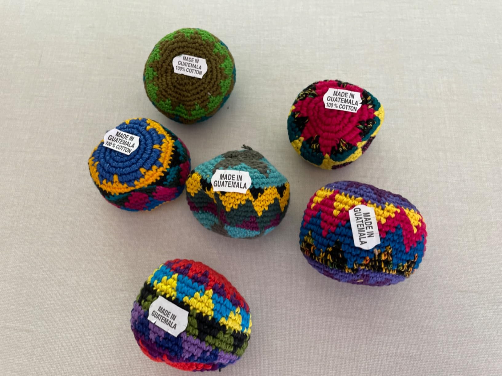 Funny Guy Mugs Footbag Set (3 Pack) - Handmade in Guatemala Crochet Hacky Kick Sack Balls - Footbag Juggling Balls for Outdoor Play, Party Games & Coordination Training customer photo 1