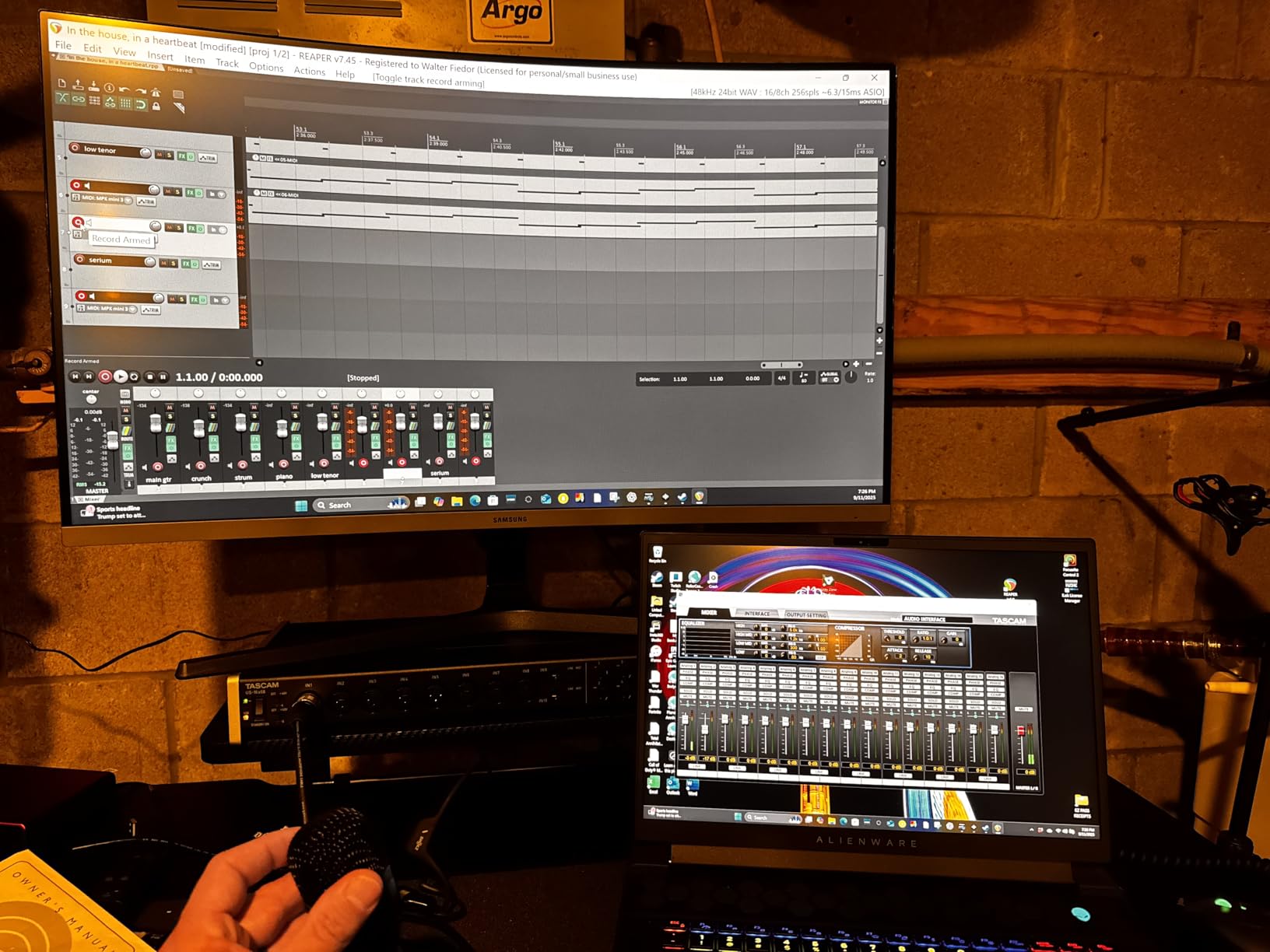 Tascam US-16x08 Rackmount USB Audio/MIDI Interface for Recording - 8 XLR/8 1/4