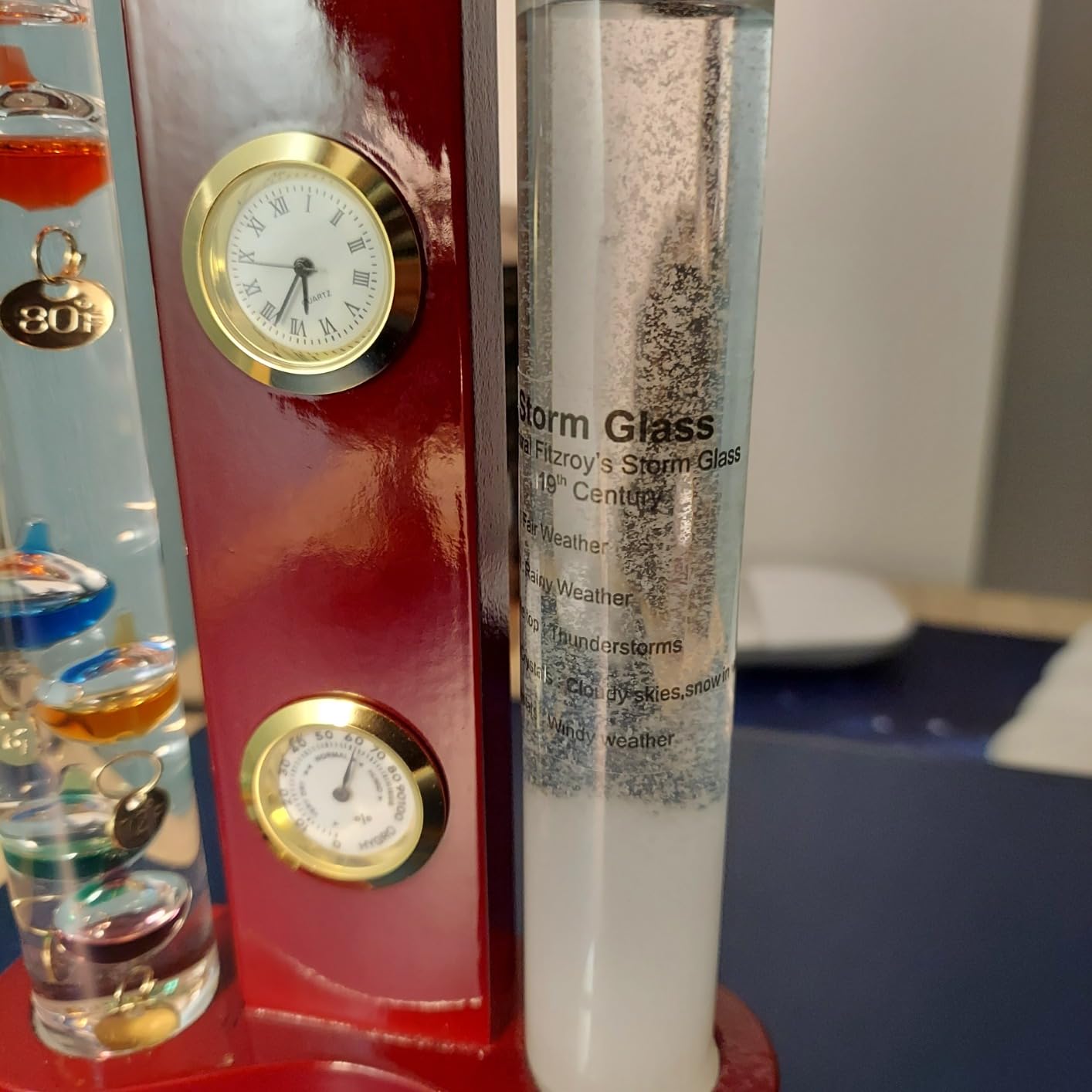 Lily's Home Analog Weather Station with Galileo Thermometer, Precision Quartz Clock & Hygrometer, Fitzroy Storm Glass, Gift for Friends and Family, Holiday Gift, Indoor & Outdoor Decor (7 x 4.4) customer photo 2