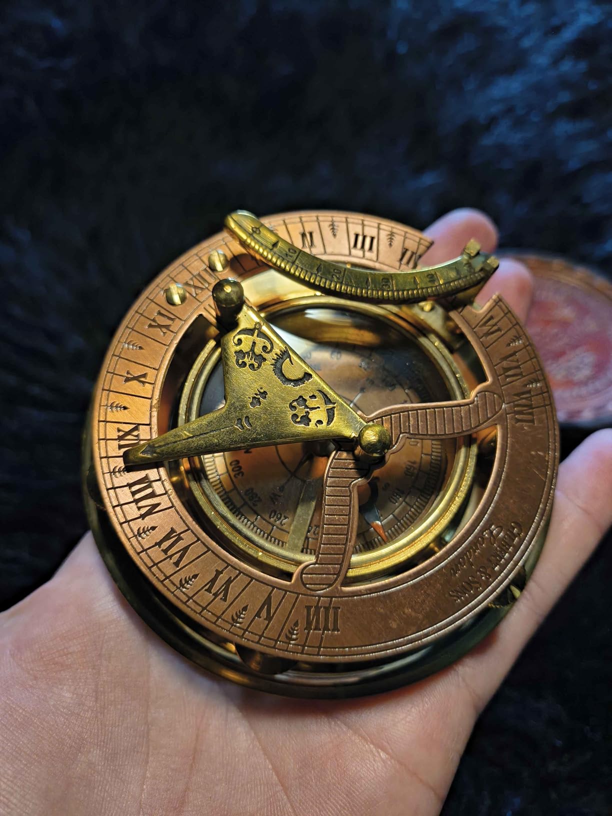 Brass Nautical - Antique Brass & Copper Sundial Compass, Sundial Clock in Box Gift Sun Clock Ship Replica Watch customer photo 1
