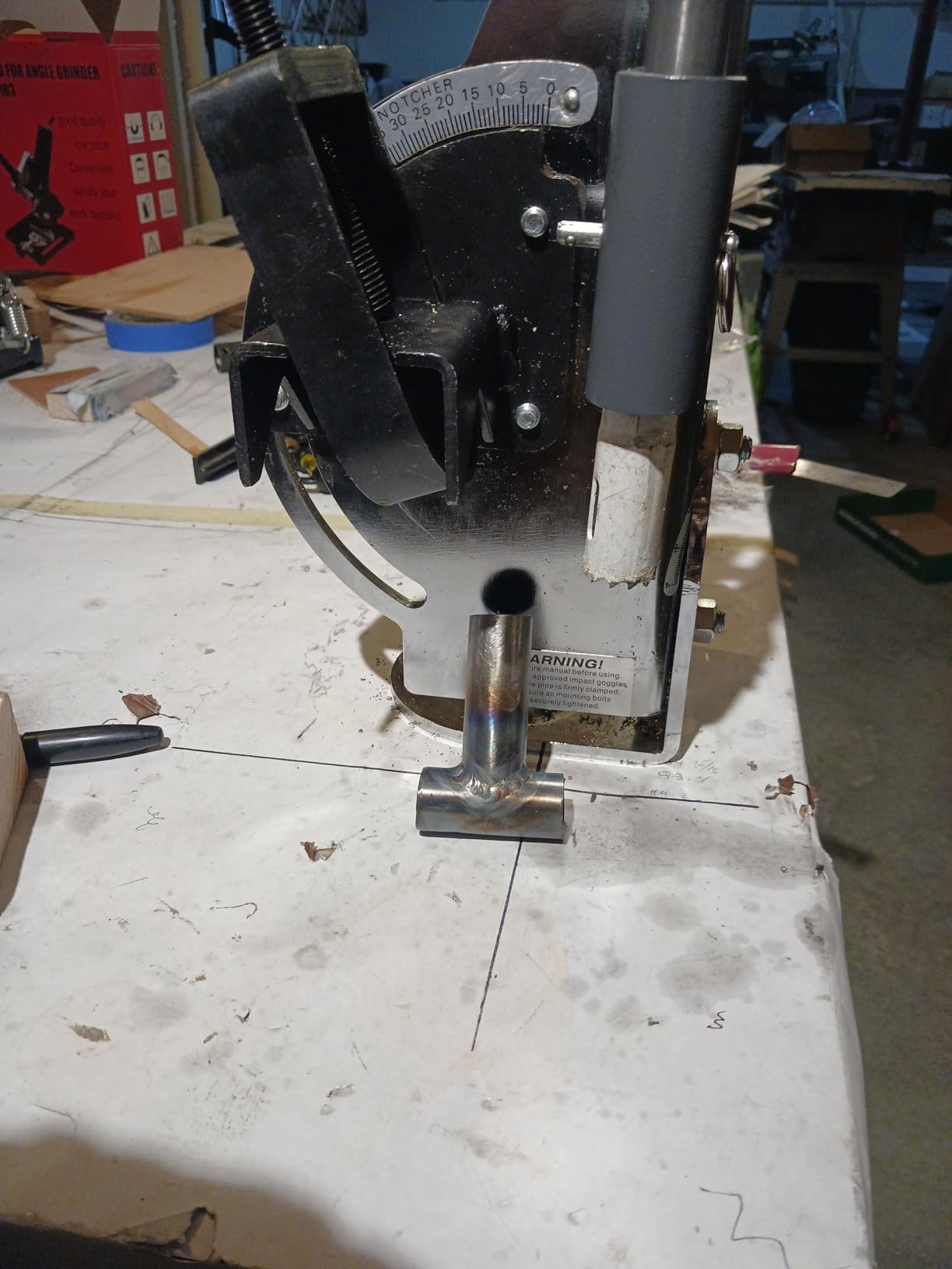KAKA INDUSTRIAL Pipe Notcher Steel Frame Tubing Notcher, 0-60 Degree Adjustable Angle for 1/2 Inch to 2 Inch Pipes, Drill Press Mount for Metalworking, Wood, PVC, Model PN-1/2S customer photo 2