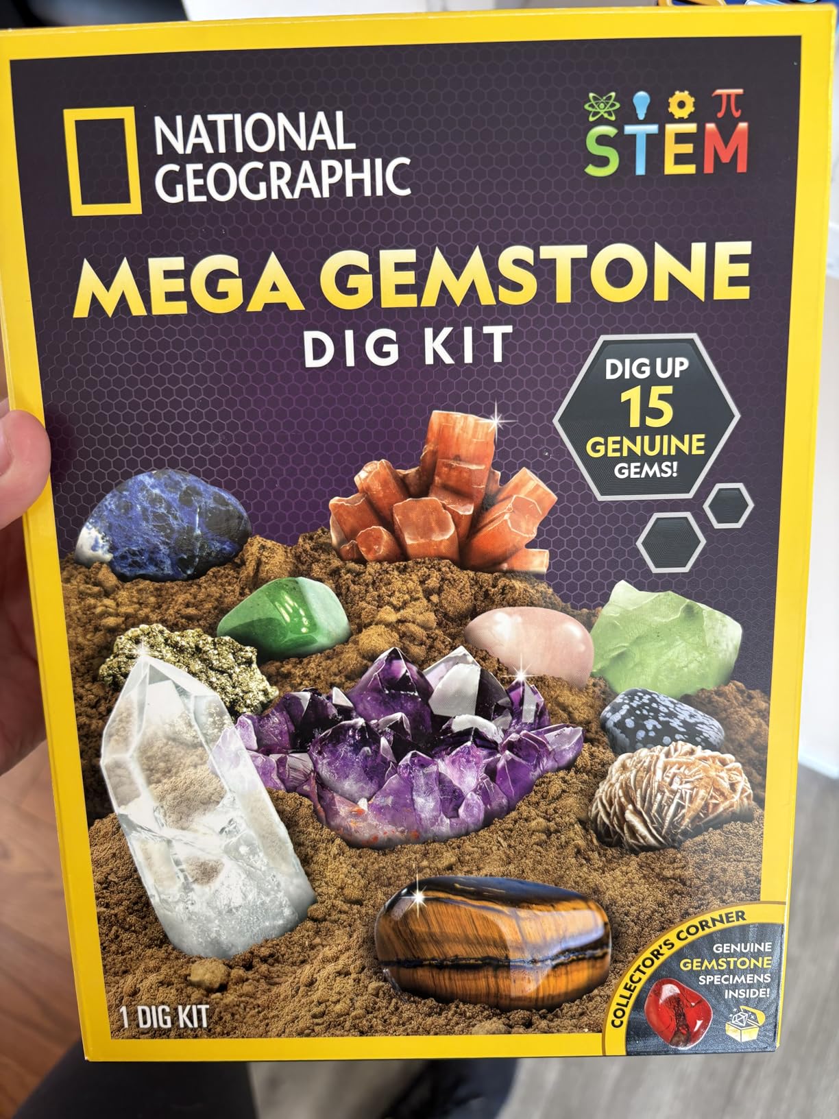 NATIONAL GEOGRAPHIC Mega Gemstone Dig Kit - Dig Up 15 Real Gemstones and Crystals, Science Kit for Kids, Gem Digging Kit, Gift for Girls and Boys, Mining Kit, Rock Collection customer photo 2