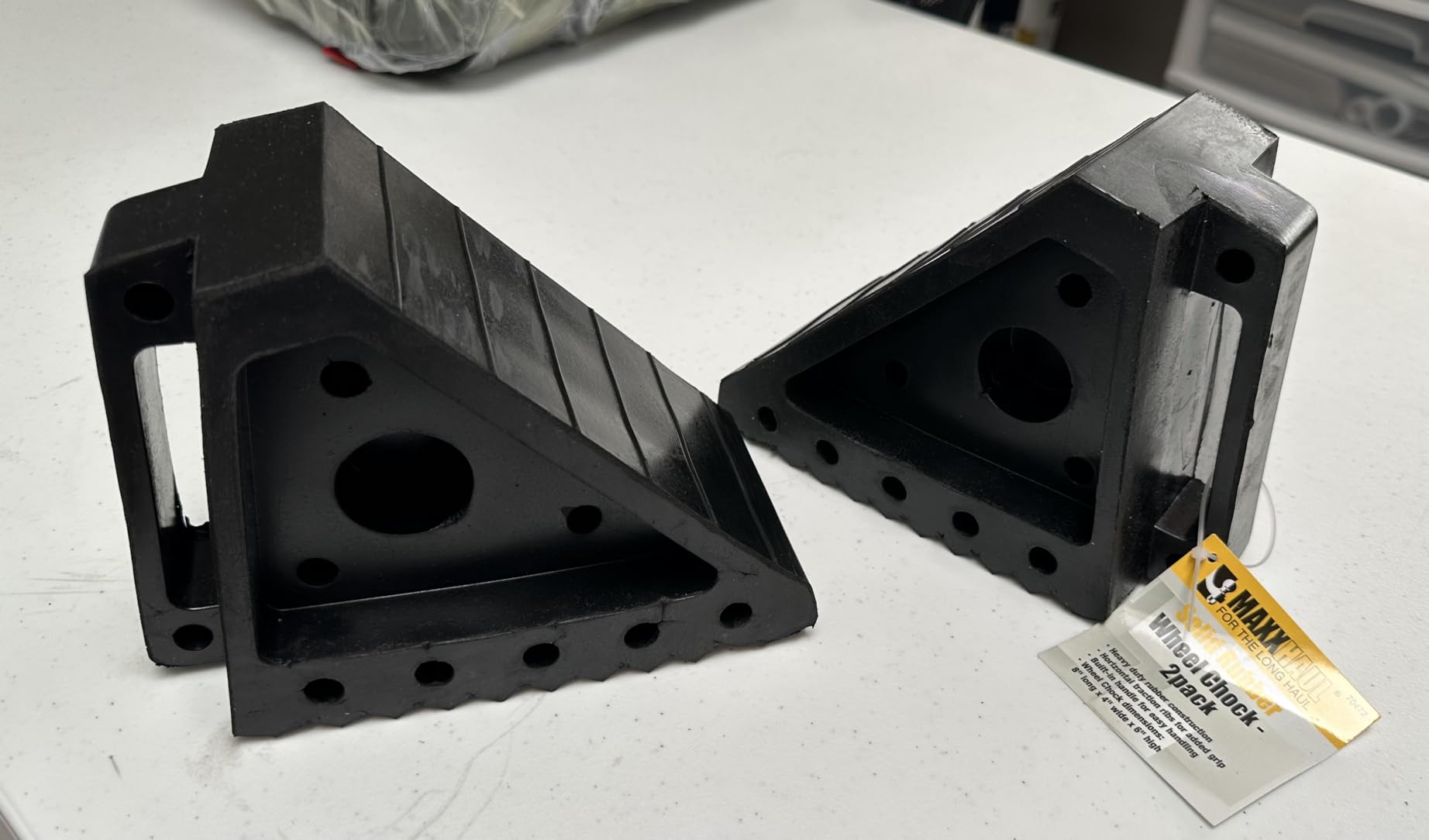 MaxxHaul Solid Rubber Wheel Chock 2-Pack | 8