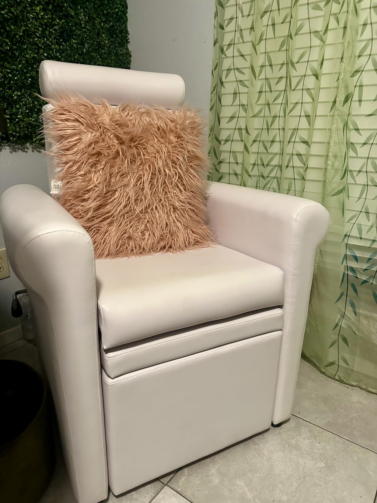 Buy-Rite Mona Lisa Plumb-Free Pedicure Chair - White Spa Station with Reclining Back, Removable Headrest, Locking Leg Rest & Retractable Base for Portable Footbaths, CHM-2320-5H-WHITE customer photo 1