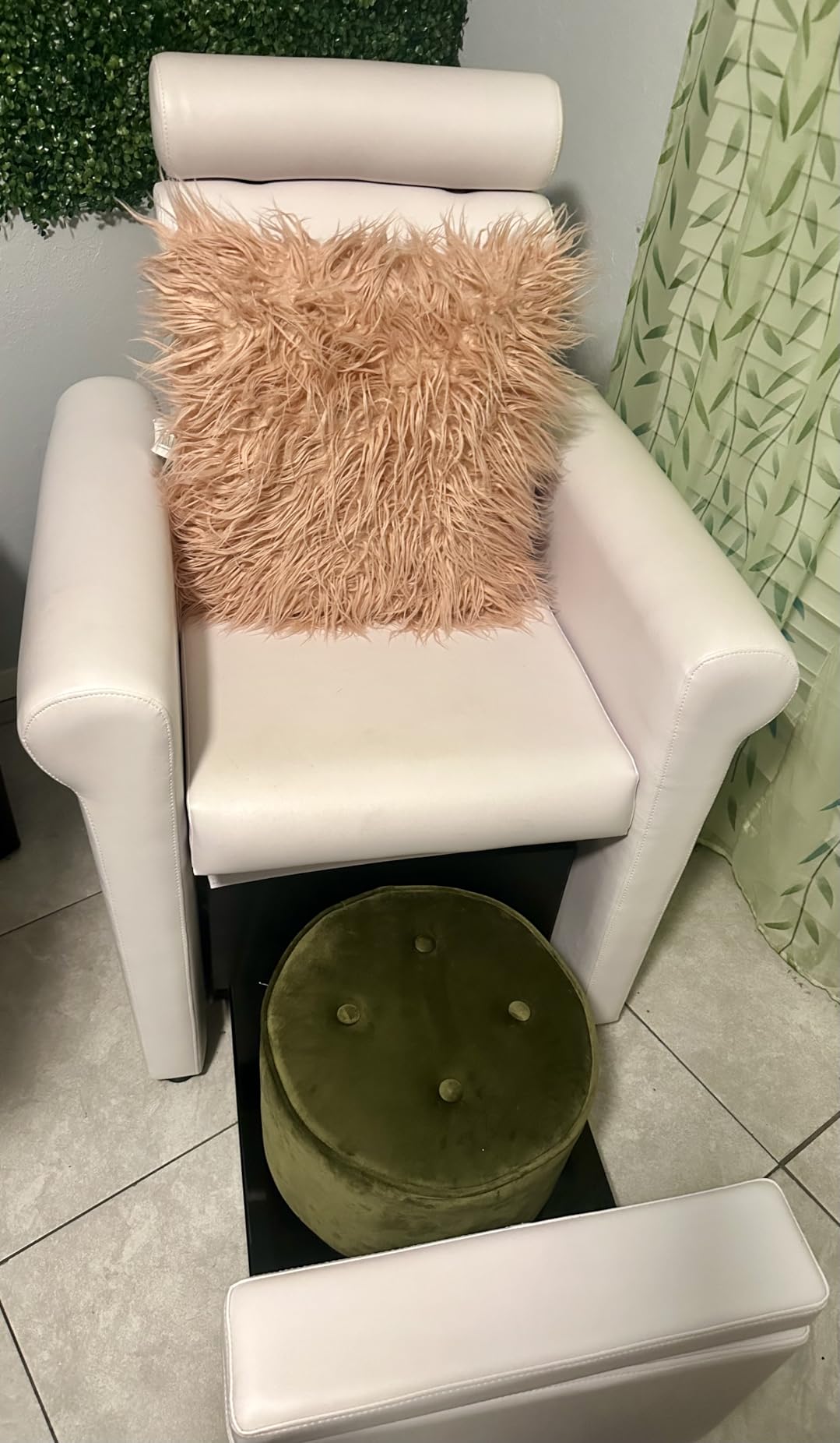Buy-Rite Mona Lisa Plumb-Free Pedicure Chair - White Spa Station with Reclining Back, Removable Headrest, Locking Leg Rest & Retractable Base for Portable Footbaths, CHM-2320-5H-WHITE customer photo 2