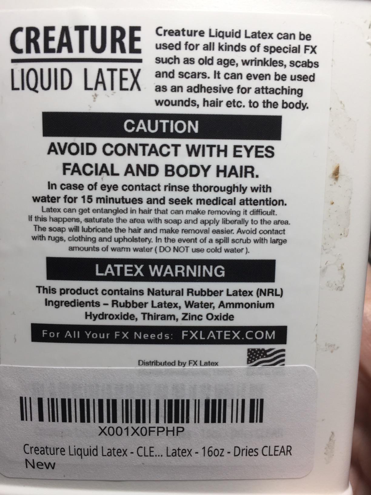 16oz - CLEAR - Creature Liquid Latex, General Purpose Professional Special Effects Liquid Latex customer photo 2