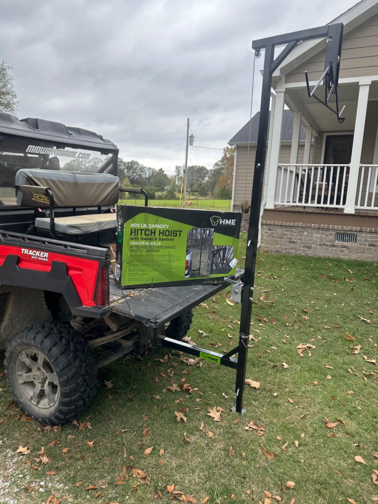 HME Truck Hitch Game Hoist Complete Kit with Winch and Gambrel, 400 lb Capacity - Hunting Game Skinning and Cleaning Accessory with 360-Degree Swivel Shaft and Adjustable Height customer photo 1
