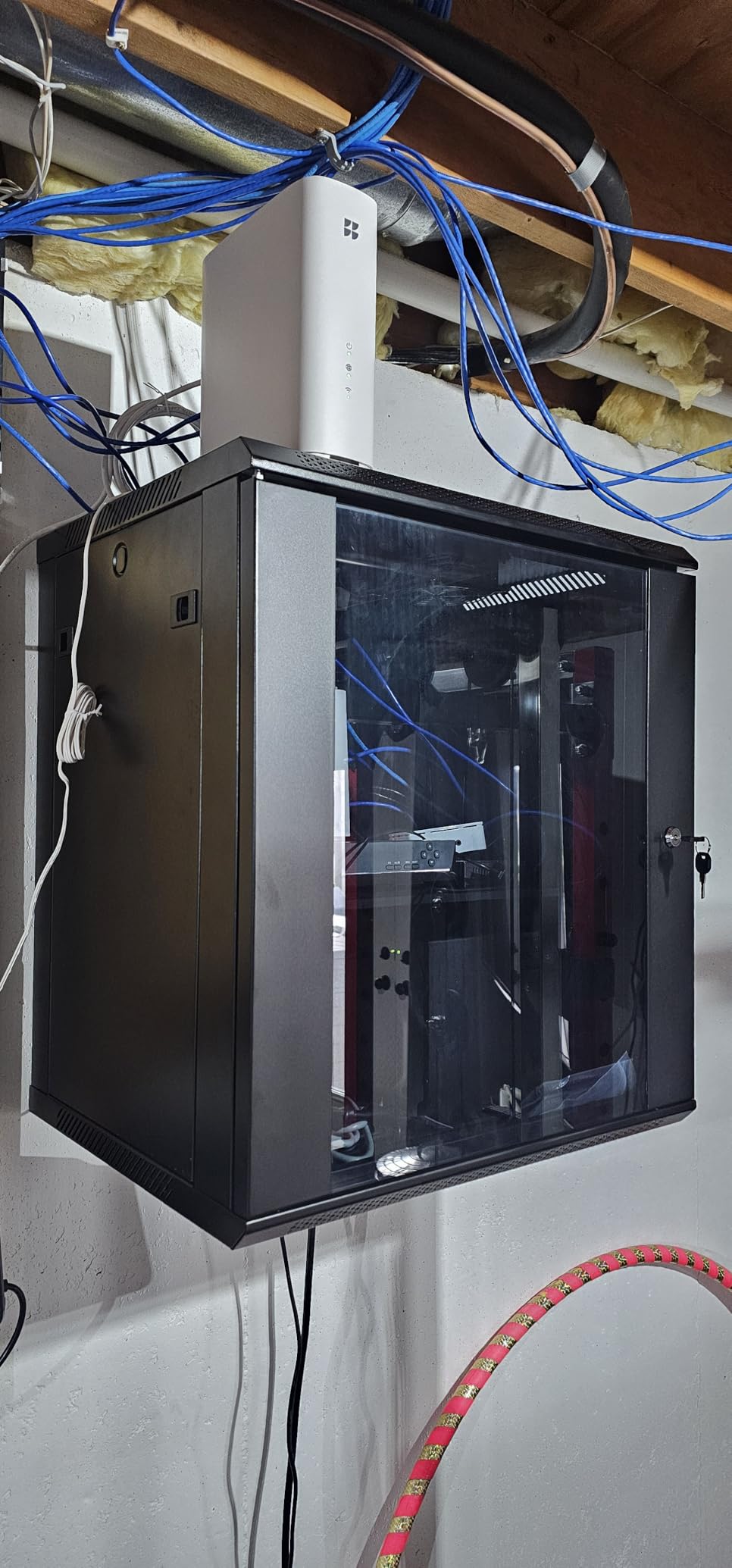 NavePoint 9U Server Rack Enclosure with Glass Door, Cooling Fan, Locks, & Removable Side Panels - 9U Wall Mount Network Cabinet 19 Inch Rack 17.7 Inches Deep customer photo 1