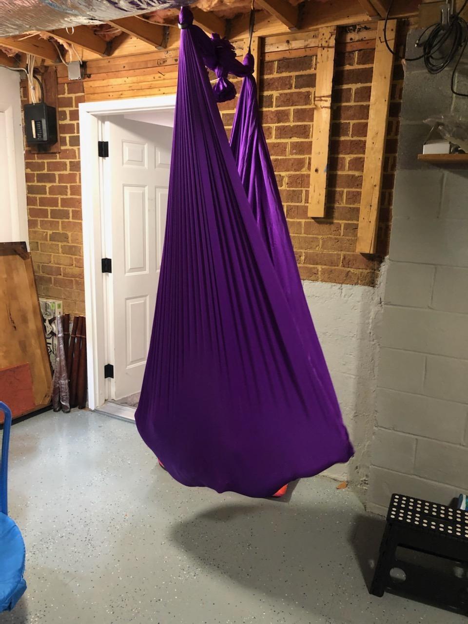 Aerial Silk Yoga Hammock & Swing for Home, Inversion Exercises, Starter Kit for All Levels - Durable with Extension Straps, Carabiners, and Pose Guide customer photo 1