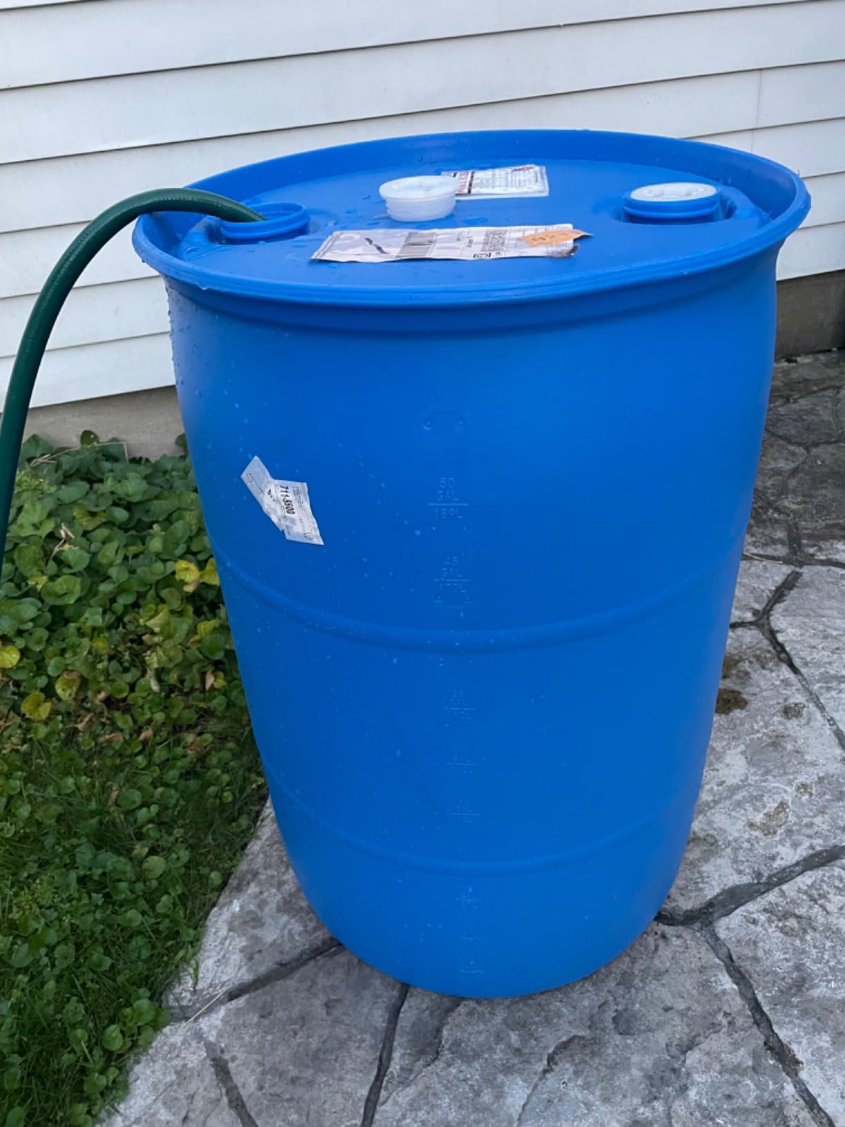 55 Gallon Blue Water Barrel | Solid Mold | 2 Inch Bung Holes, Good for Long Term Drinking Water Use | BPA Free customer photo 1