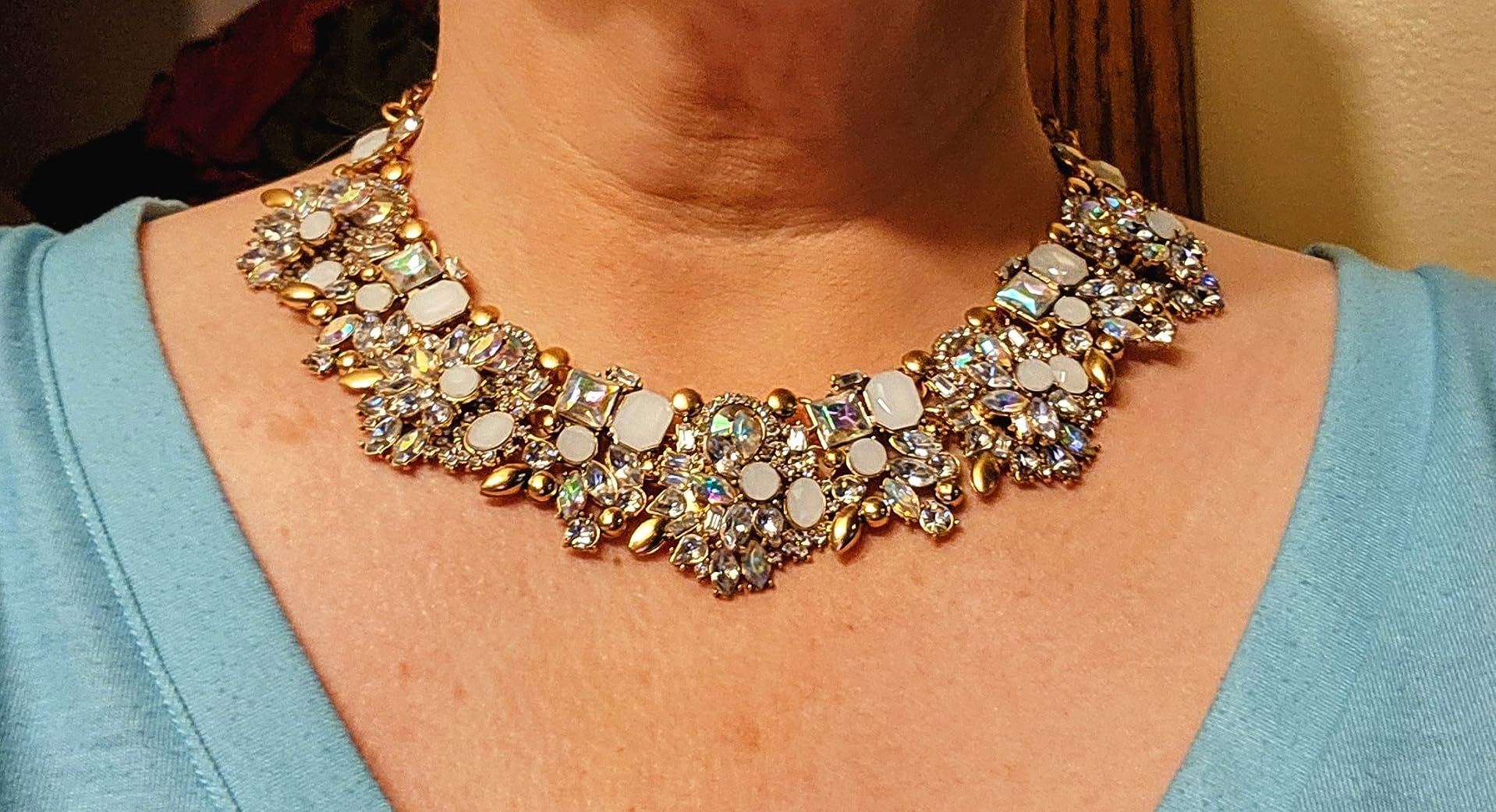 Bib Statement Necklace Colorful Glass Crystal Collar Choker Necklace for Women Fashion Accessories customer photo 2