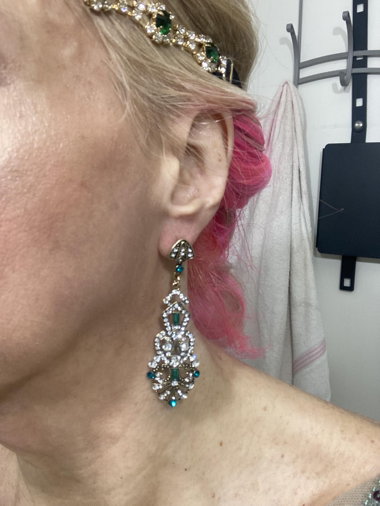 1920s Flapper Earrings Roaring 20s Great Gatsby Rhinestone Earrings customer photo 1